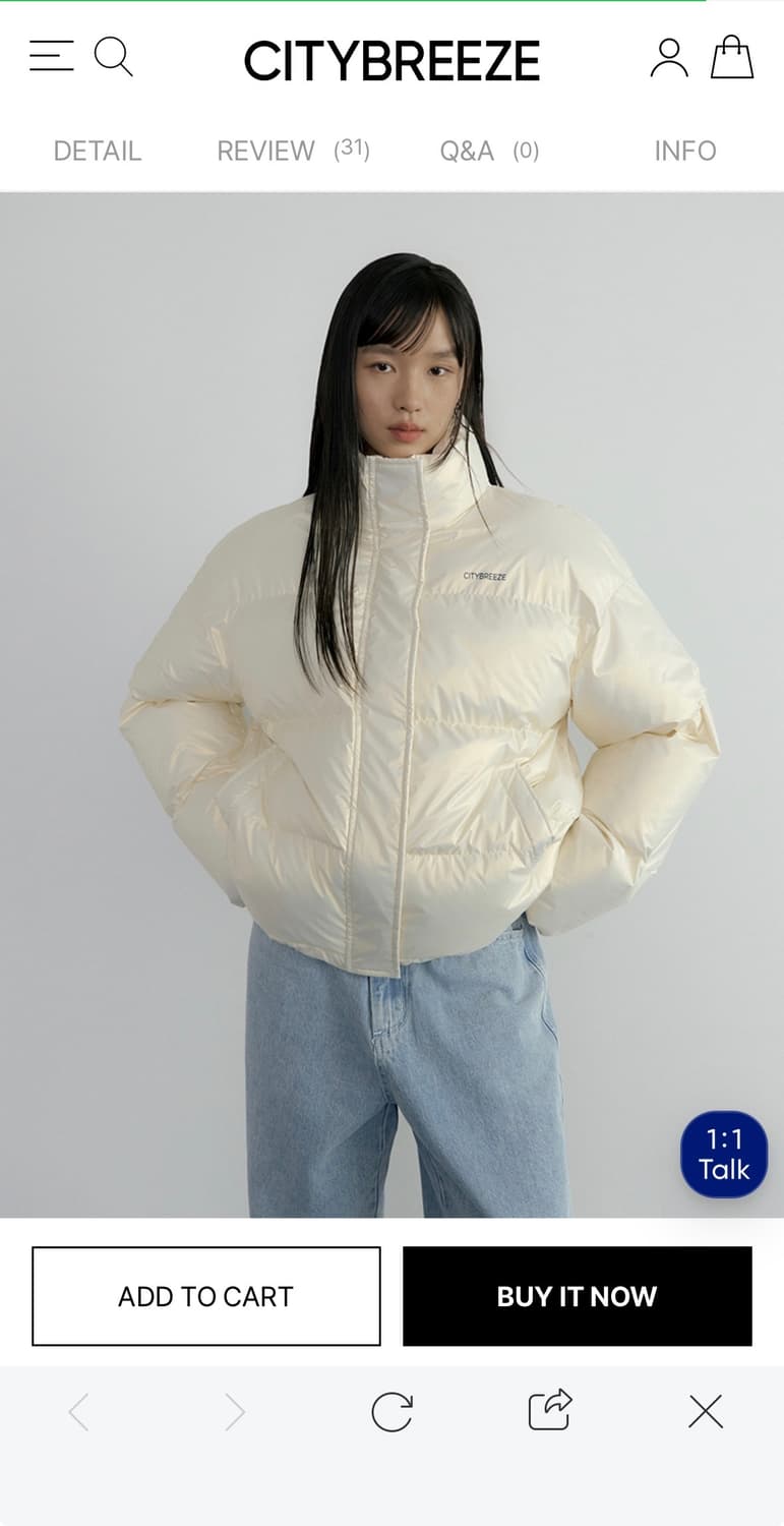 시티브리즈 에센셜 시티 크롭 패딩 점퍼 상품이미지2