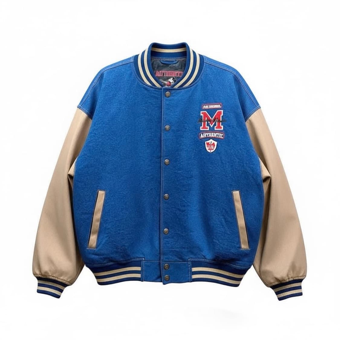 클래식 애슬레틱 데님 바시티 자켓 미키 패치 디테일 블루 상품이미지1