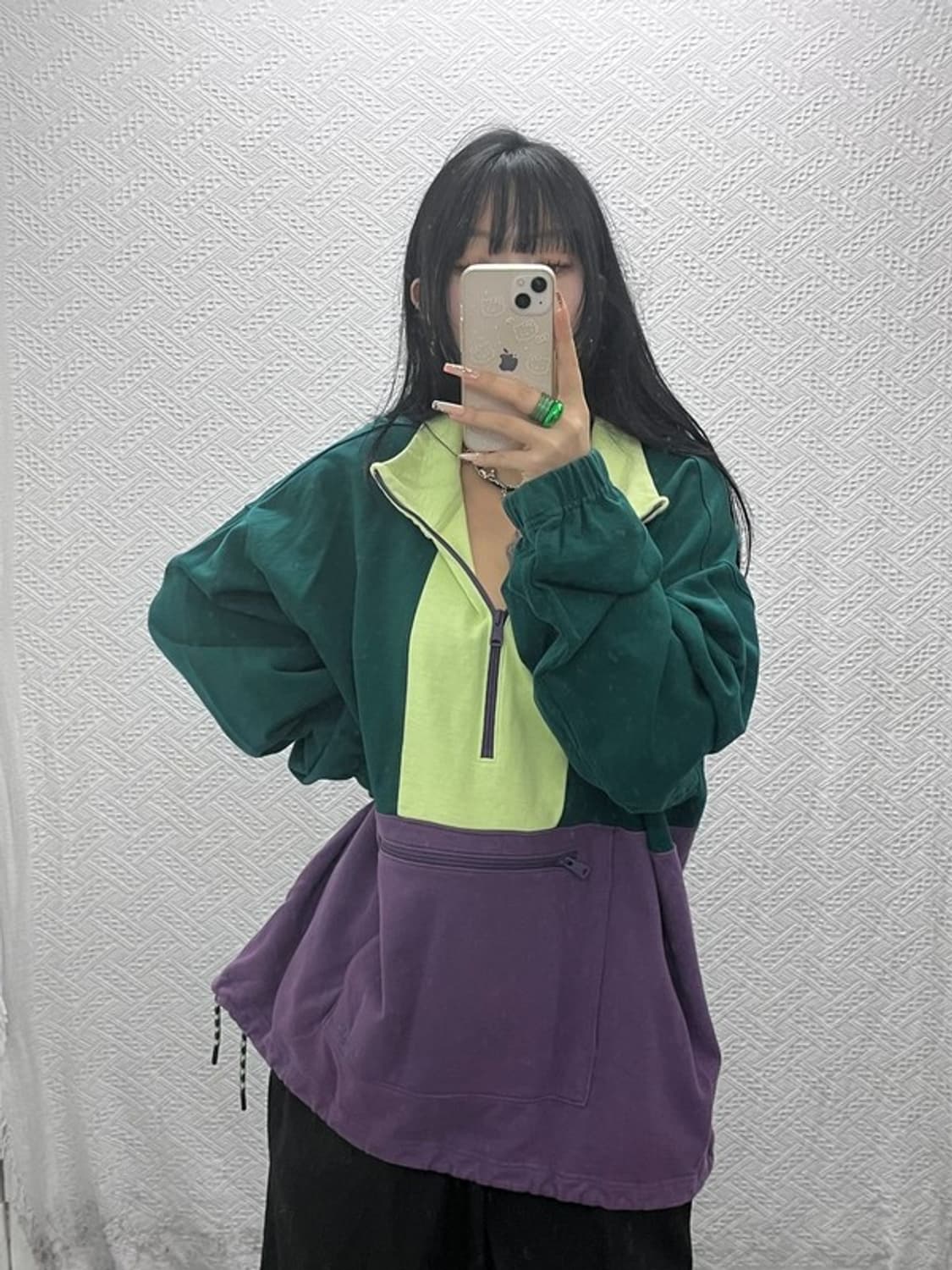 리바이스 레트로 컬러블럭 오버사이즈 반집업 맨투맨 XL C08159 상품이미지1