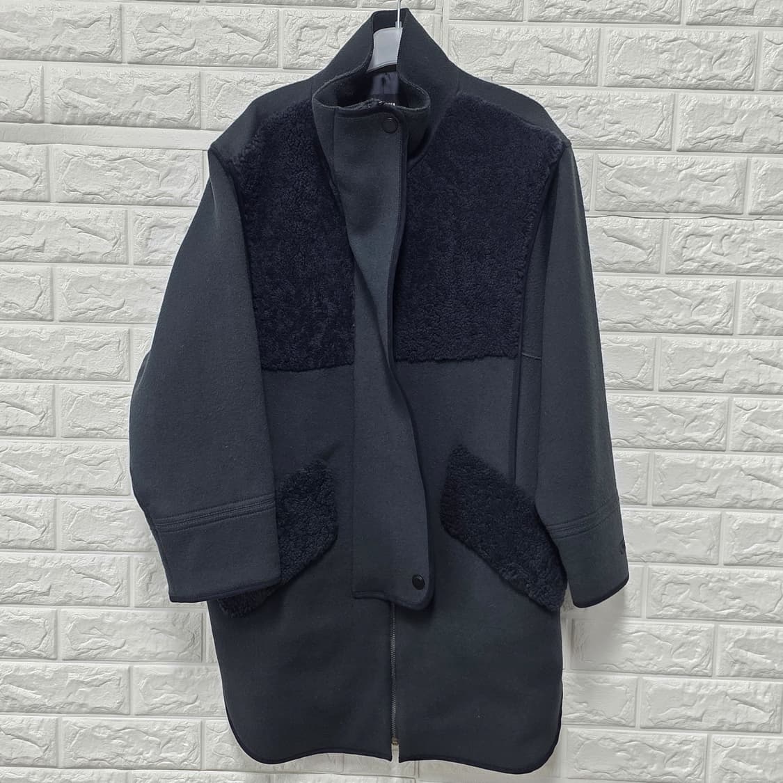 택포_ 한섬 시스템 여성 양털 배색 코트 L 상품이미지1