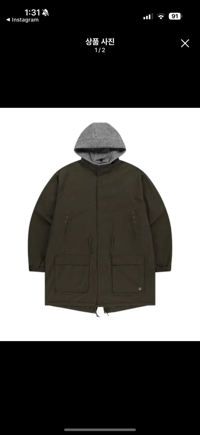 코이세이오 밀리터리 야상 후드 자켓 카키 상품이미지1