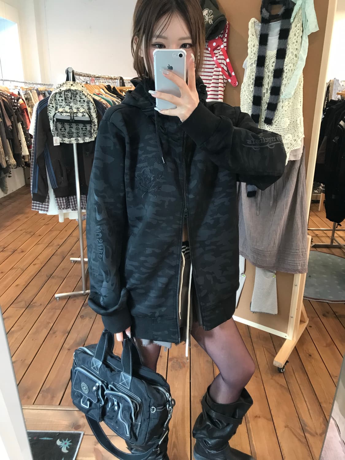 밴슨 카모 패턴 후드집업 상품이미지2