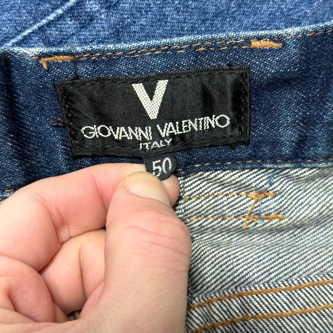 90-00s 지오바니 발렌티노 니들워크 자수 디테일 와이드 데님 팬츠 상품이미지7
