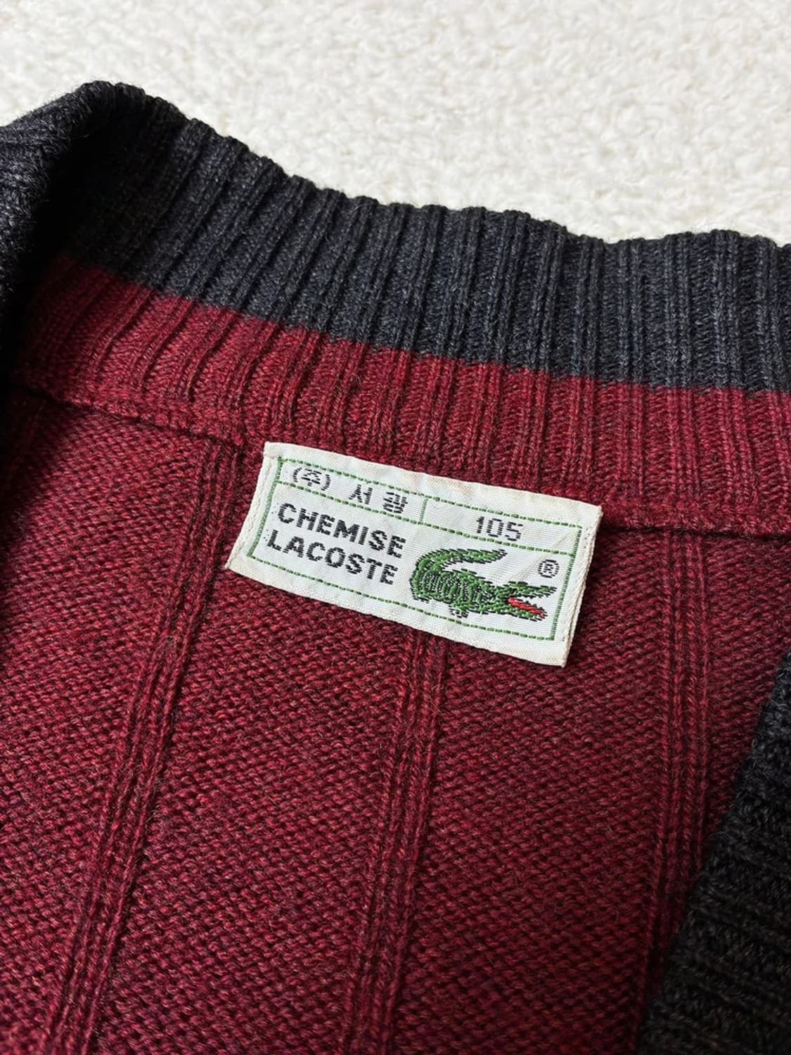 라코스테 90s 서광 레트로 울 니트 가디건 PN6984 상품이미지6