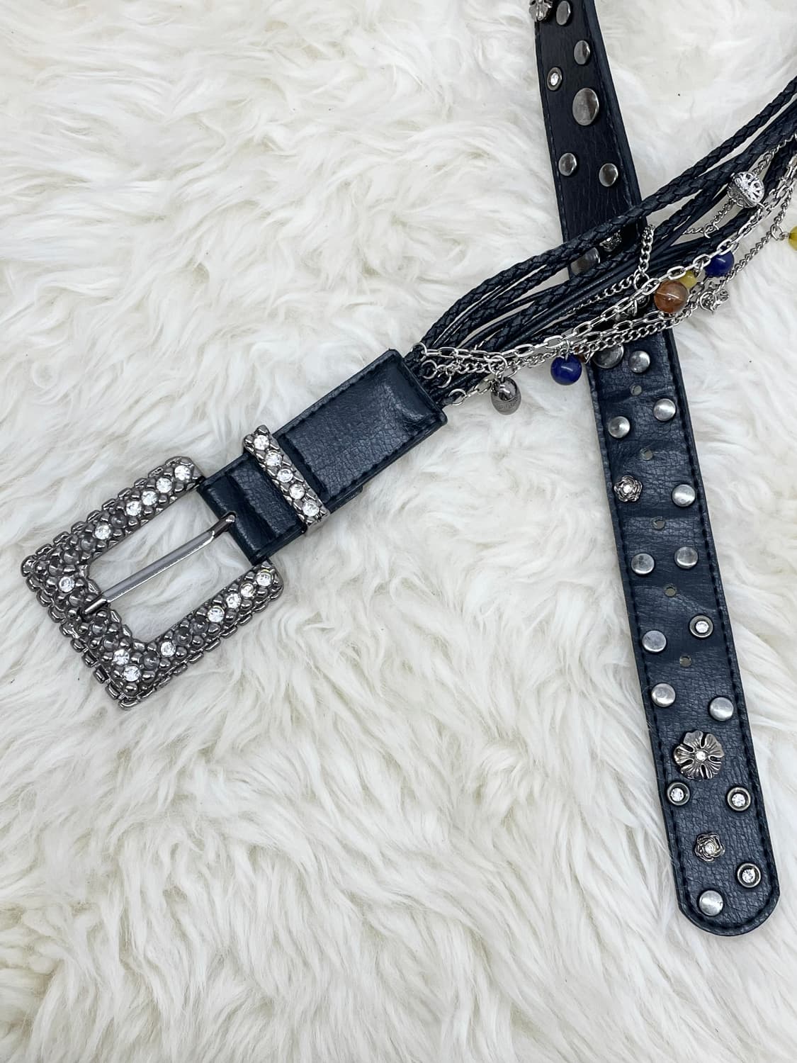 블랙페어리 레이어드 큐빅 스터드 버클 벨트 상품이미지7
