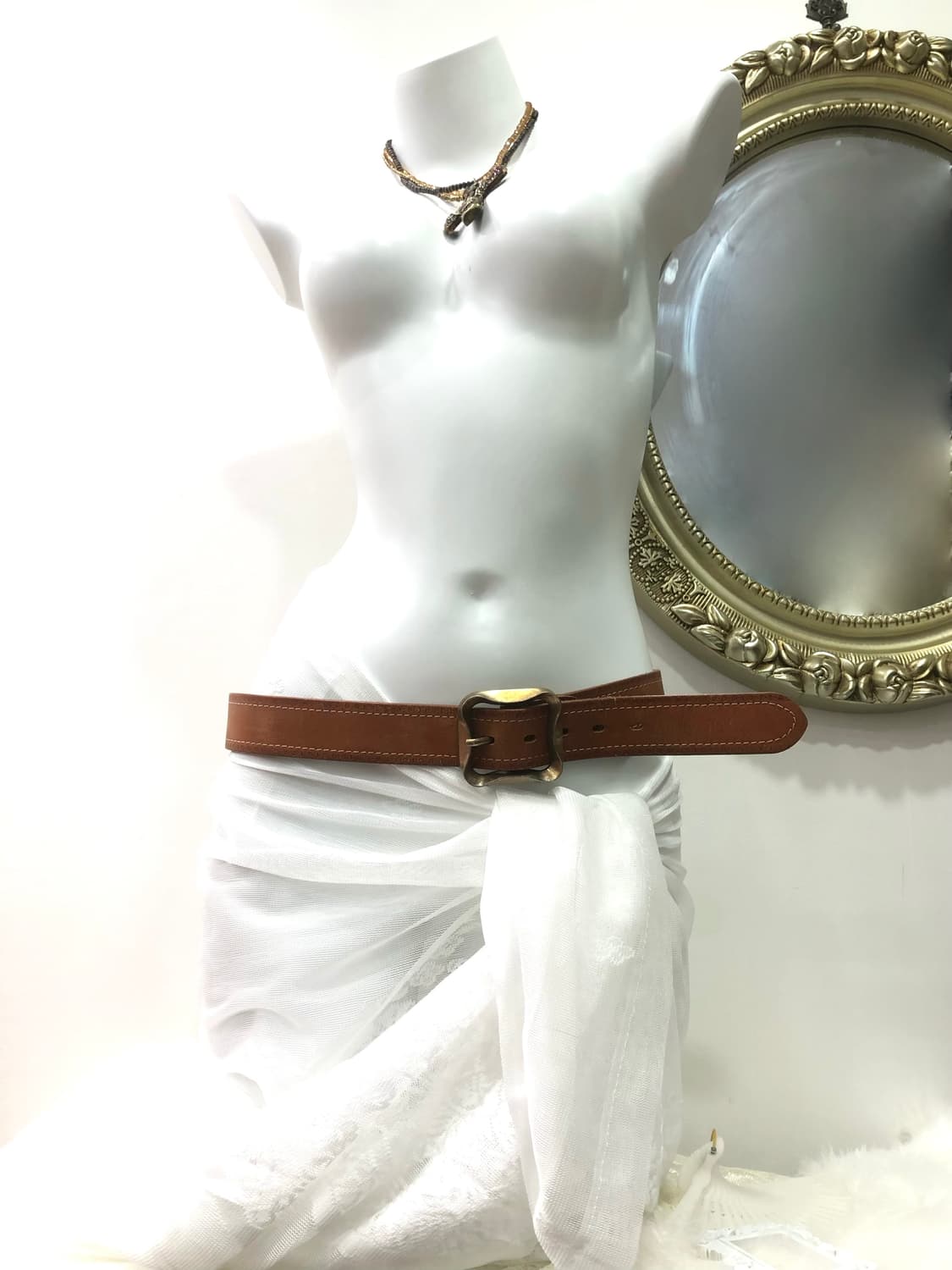 brown classic vintage leather belt 상품이미지1