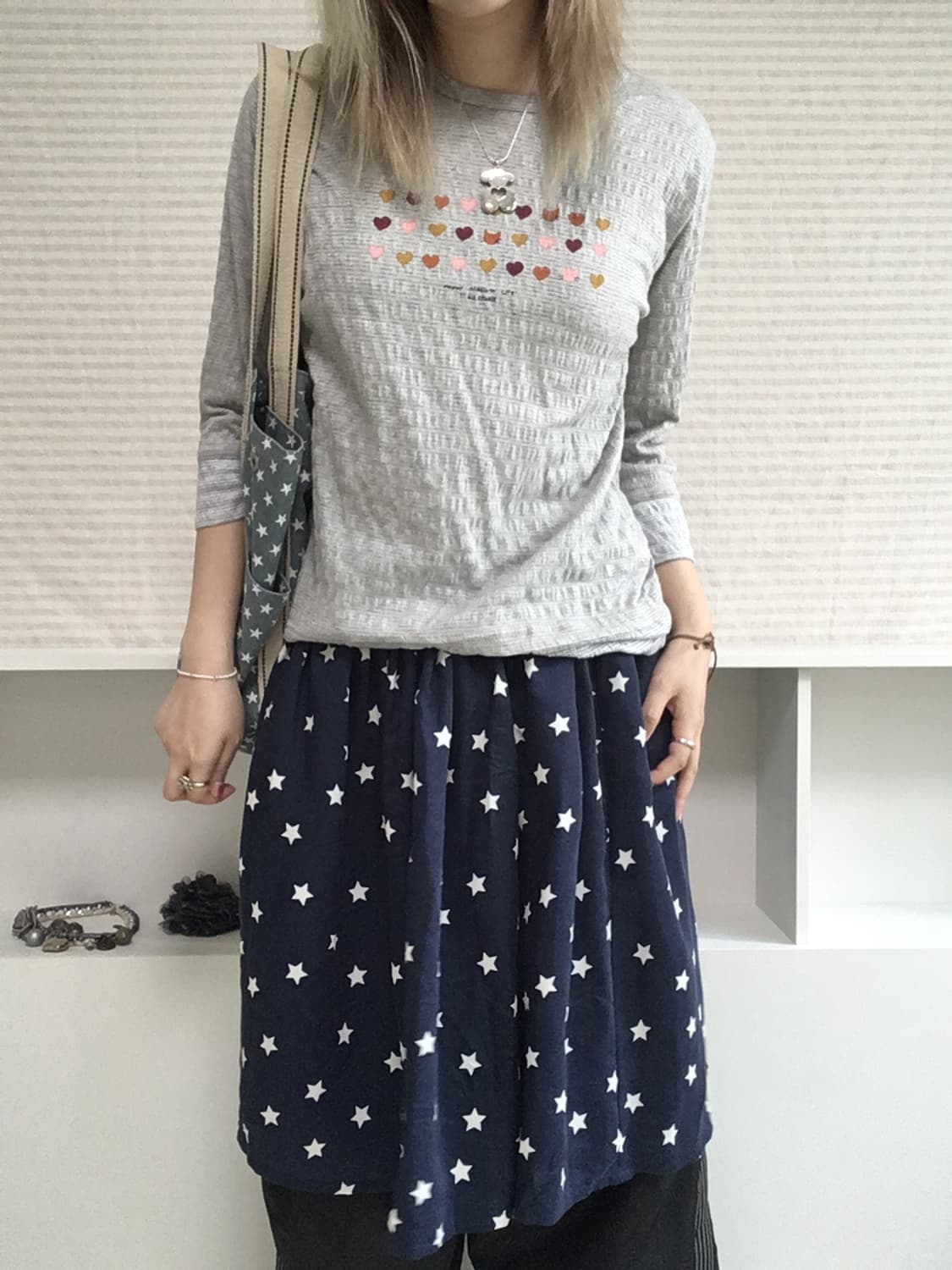 jpn vintage star navy midi skirt 상품이미지6