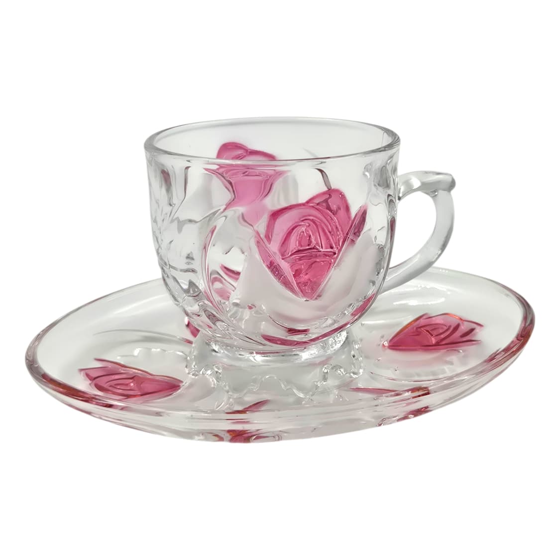 90s 소가 레트로 컬러 로즈 오발 찻잔 1세트 상품이미지1