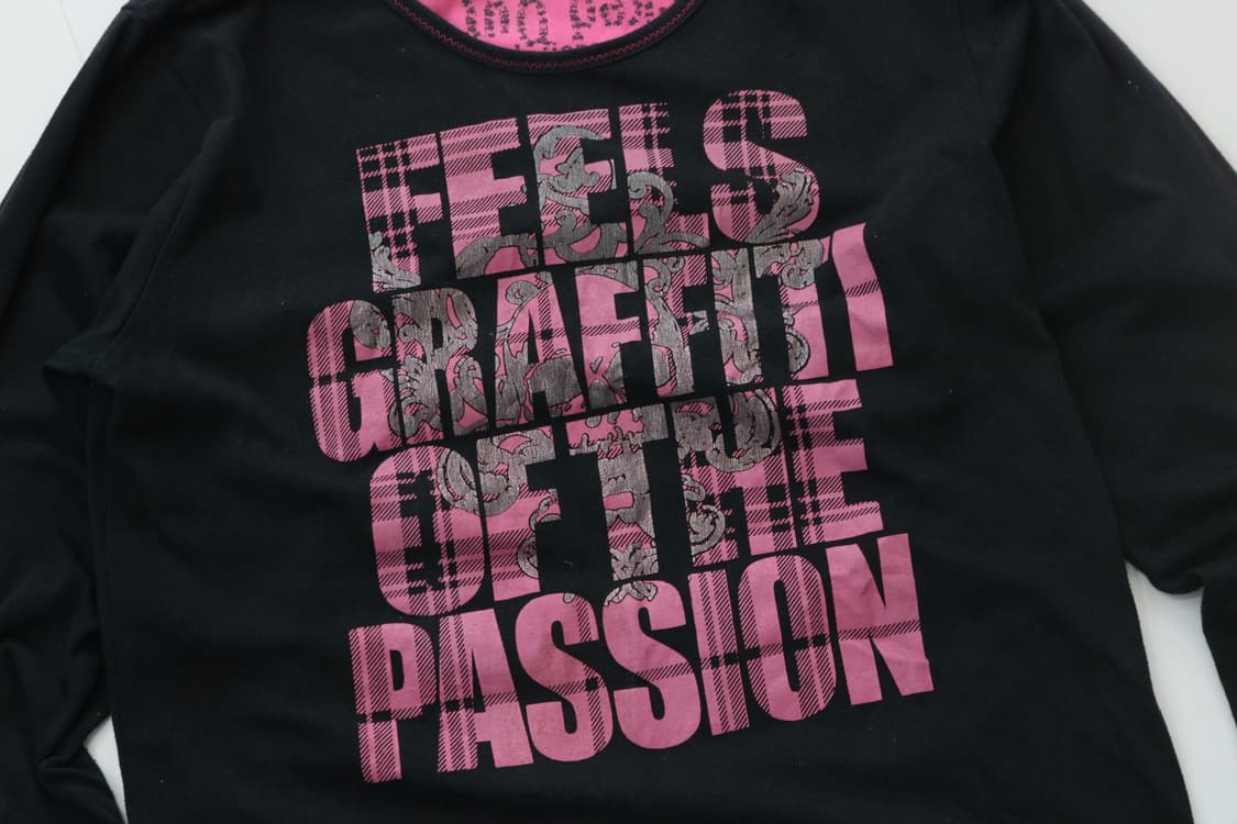 SPINASH 스피나쉬 펑크 그래피티 핑크 타탄 체크 롱슬리브 티셔츠 상품이미지3