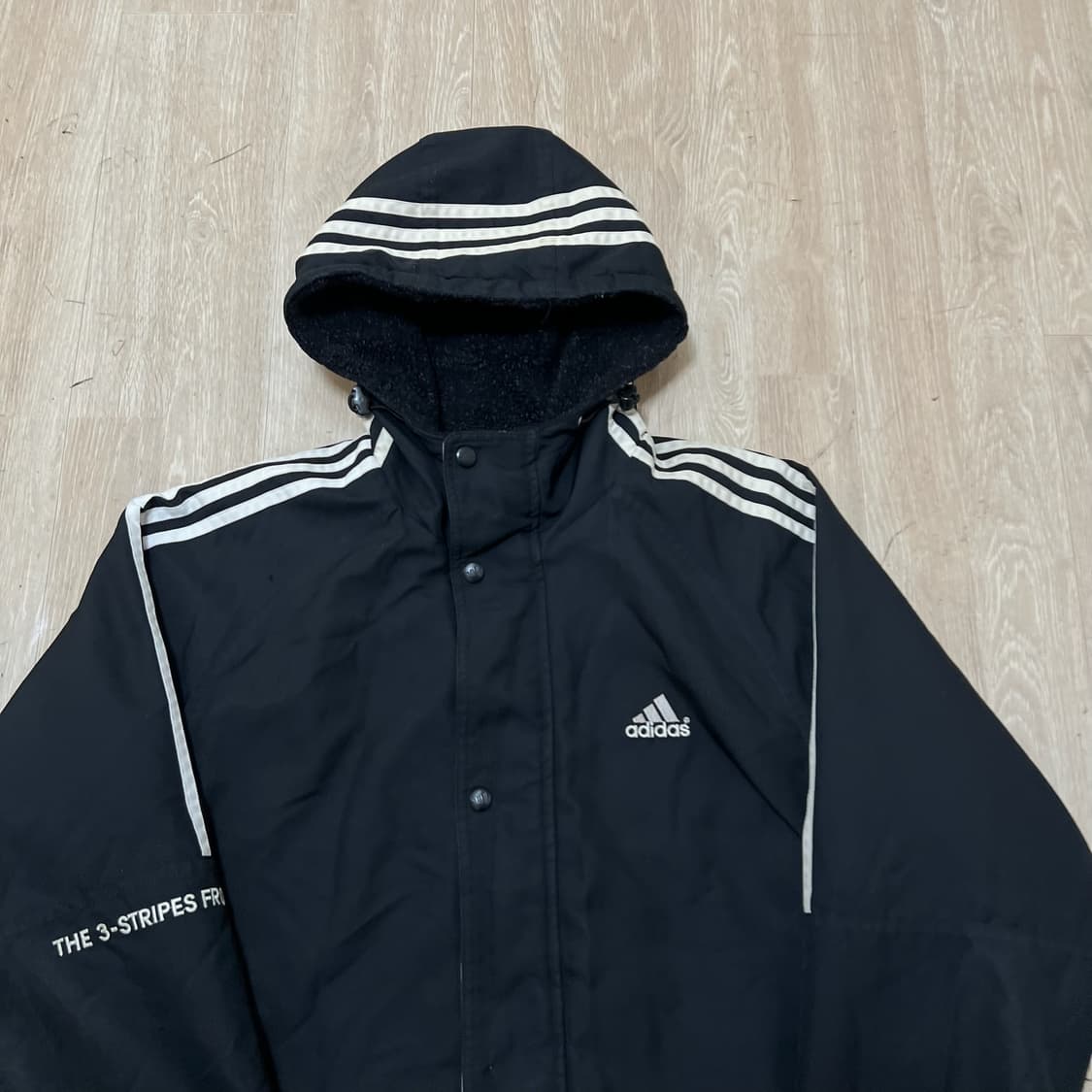 아디다스 빅로고 사이드라인 후드 롱패딩 M/95  상품이미지2