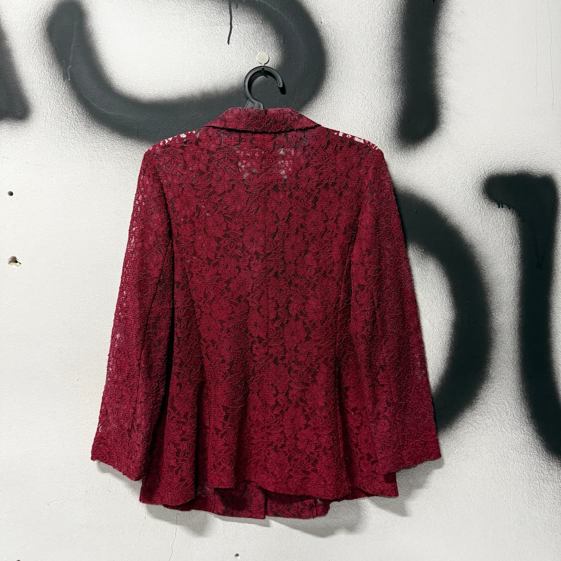 VTG 빈티지 오리엔탈 레드 크로쉐 핀턱 시스루 자켓 상품이미지2