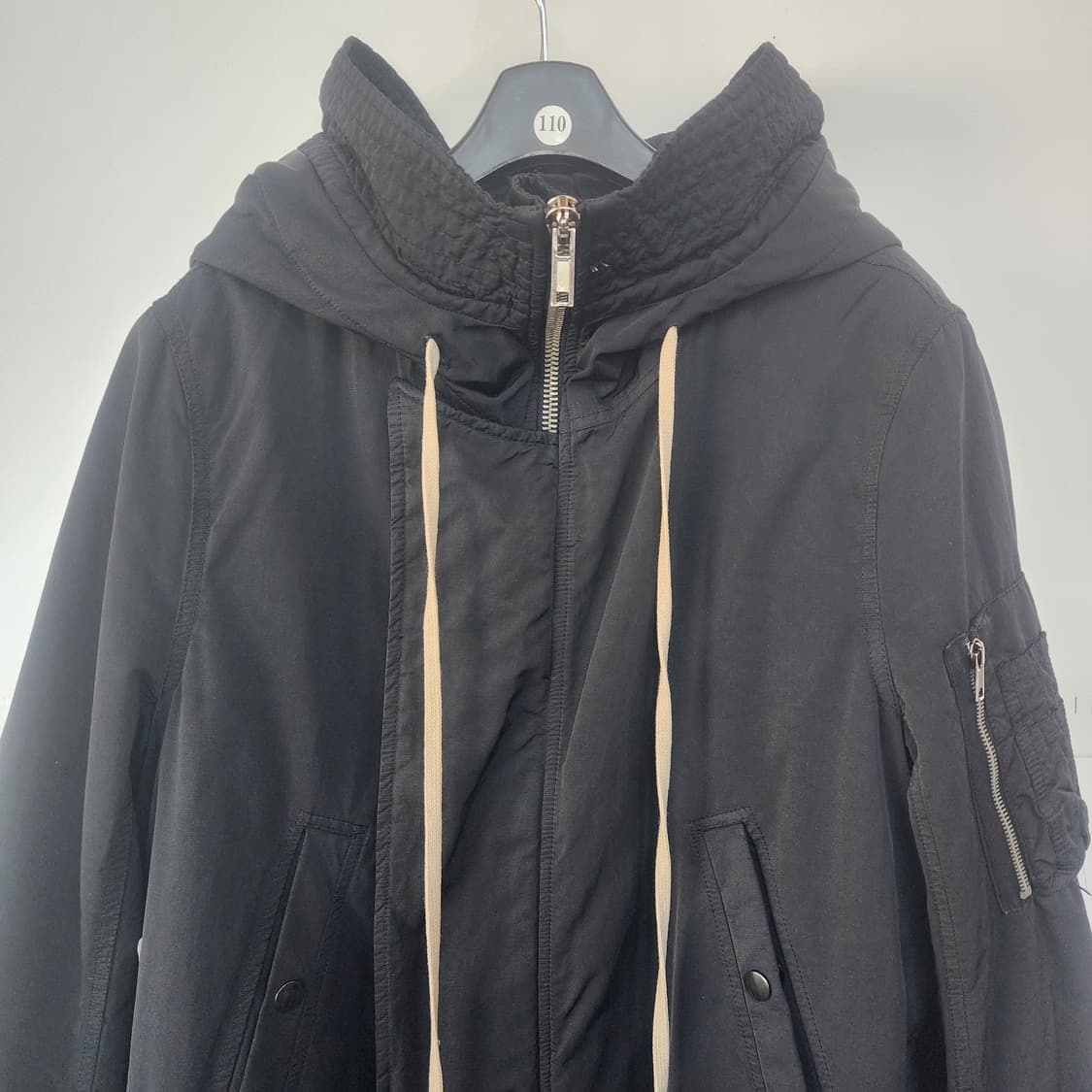 릭오웬스 다크쉐도우 블랙 후드 롱 야상 점퍼 상품이미지2