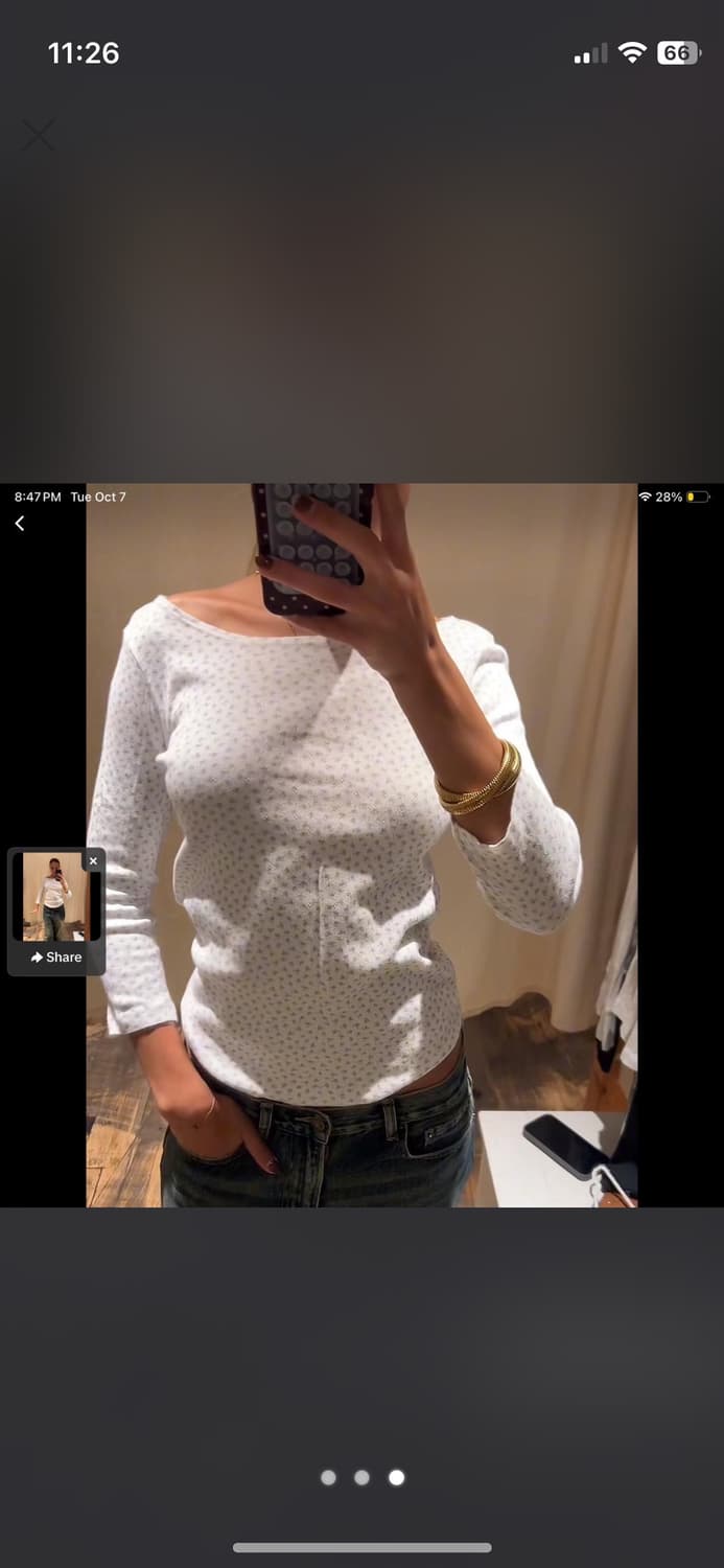 브랜디멜빌 7부 플로럴 화이트 티셔츠 상품이미지1