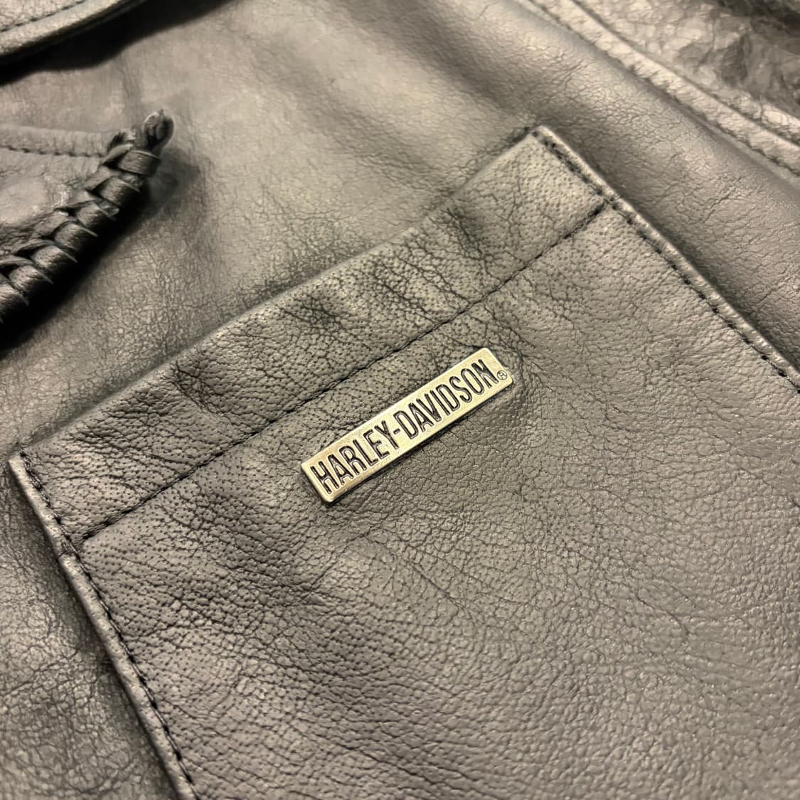 [L] 할리데이비슨 우먼 블랙 가죽 레더 자켓 B966 상품이미지5