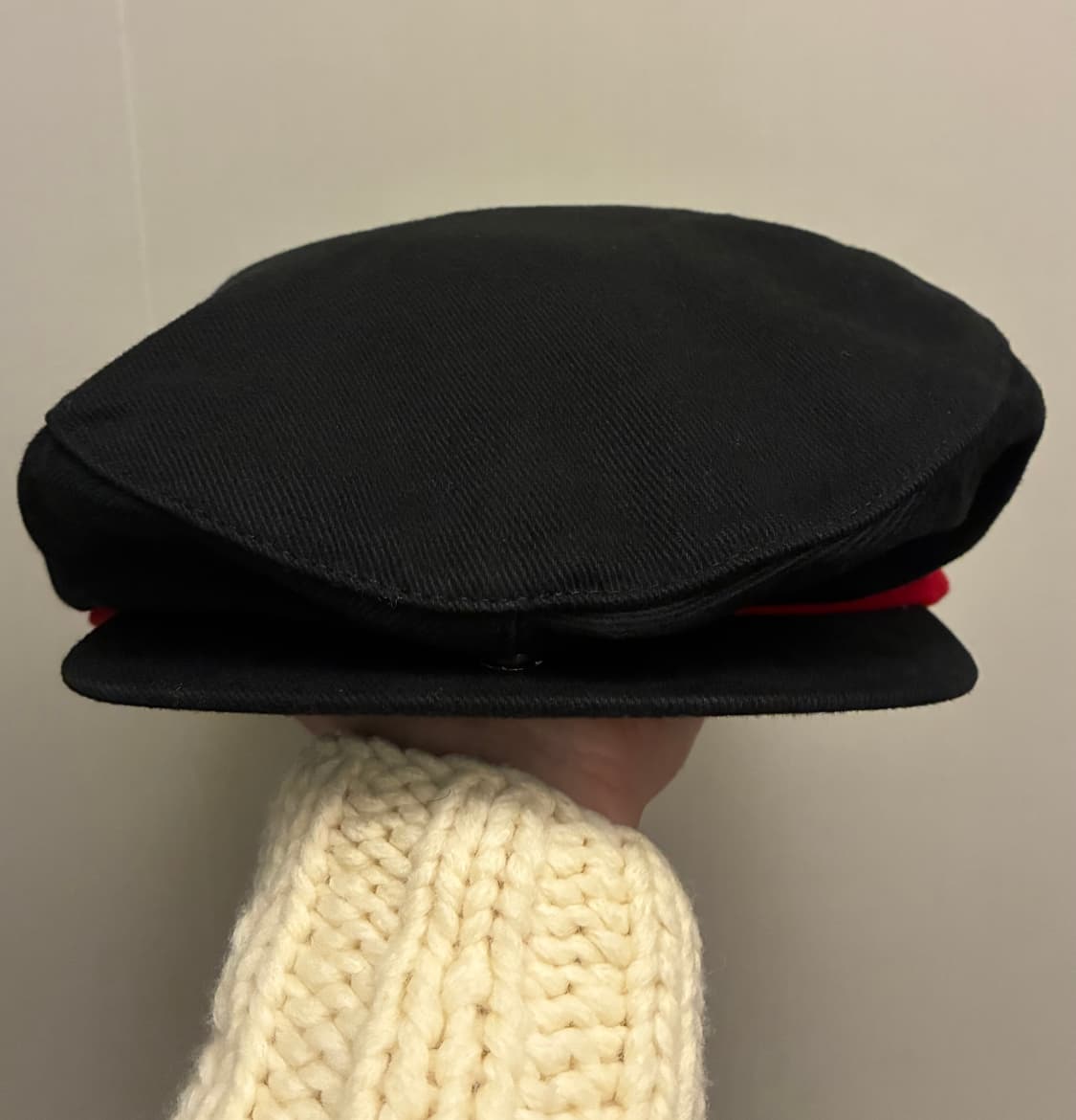 (M)90s 나이키 스포츠 코튼 빈티지 베레모 캡 모자 블랙레드 상품이미지3