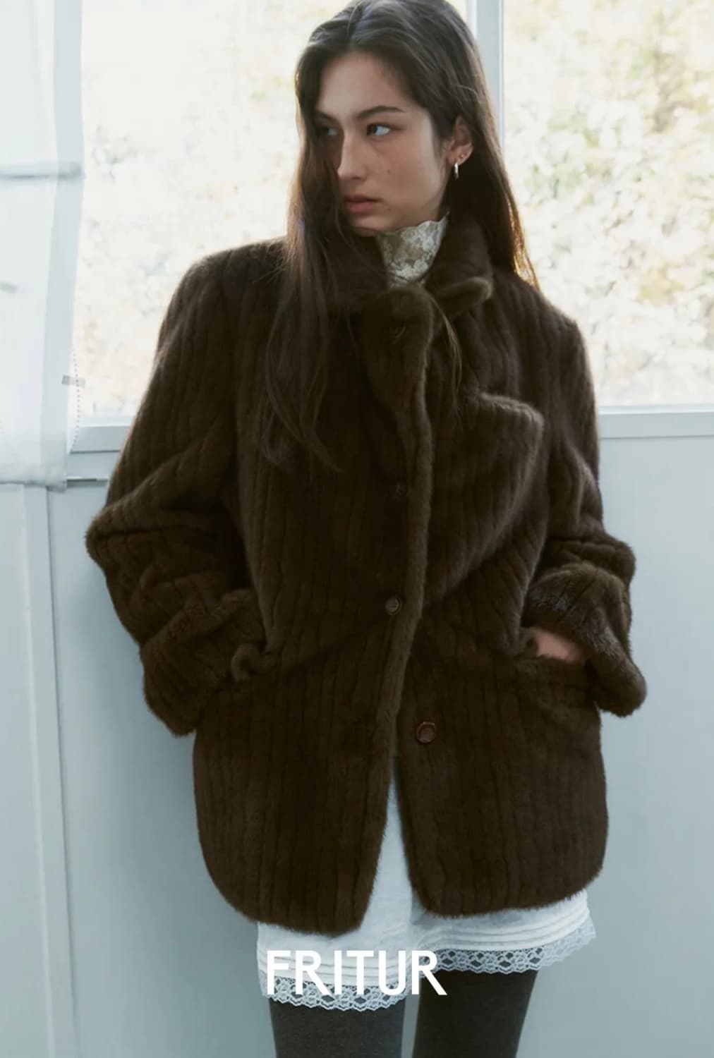지나정 프리터 Fur Blazer Brown 상품이미지4