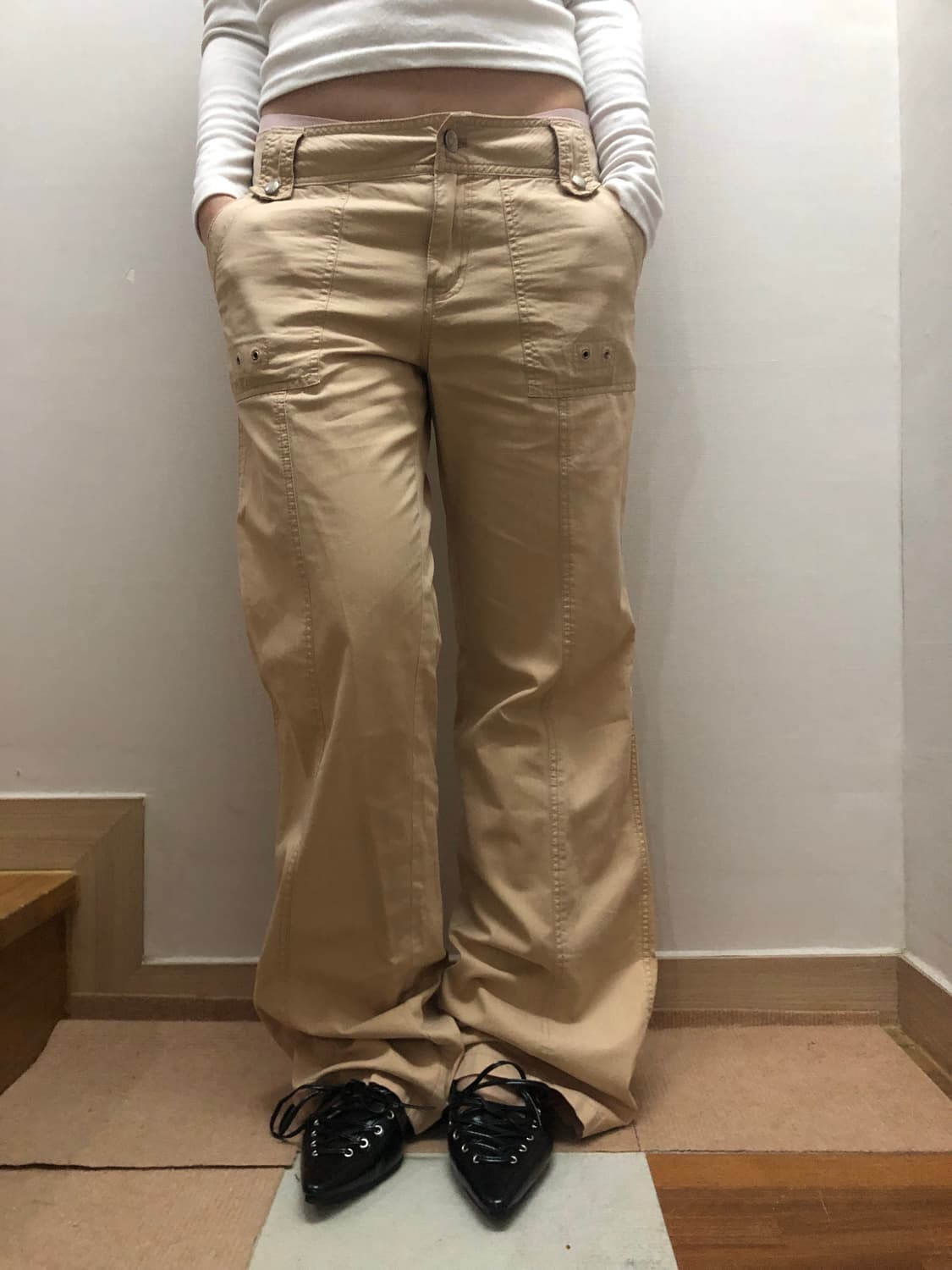 빈티지 베이지 포켓 디테일 팬츠 상품이미지2