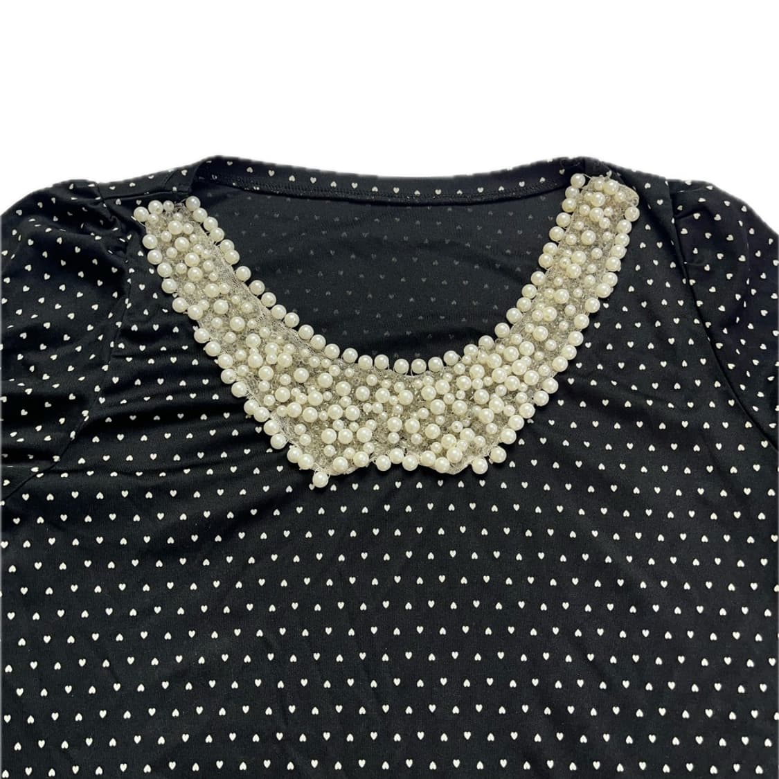 여성 물방울 무늬 진주 검정 원피스 중고 구제 빈티지 상품이미지3