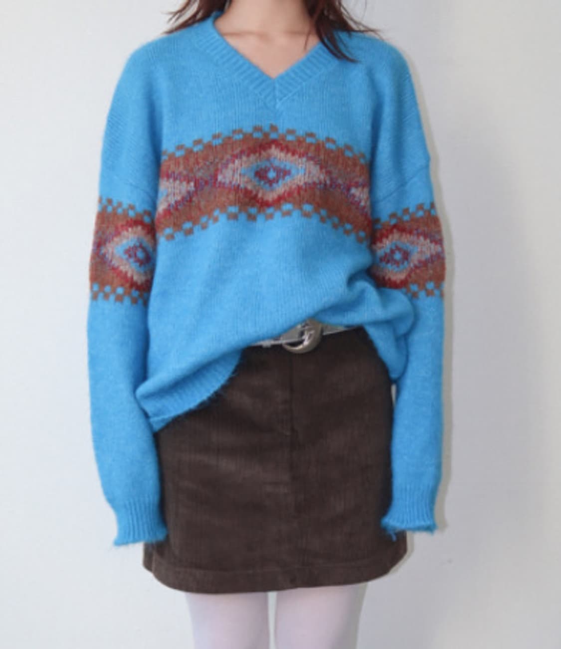 (새 상품) 노르딕 패턴 니트 블루 상품이미지1