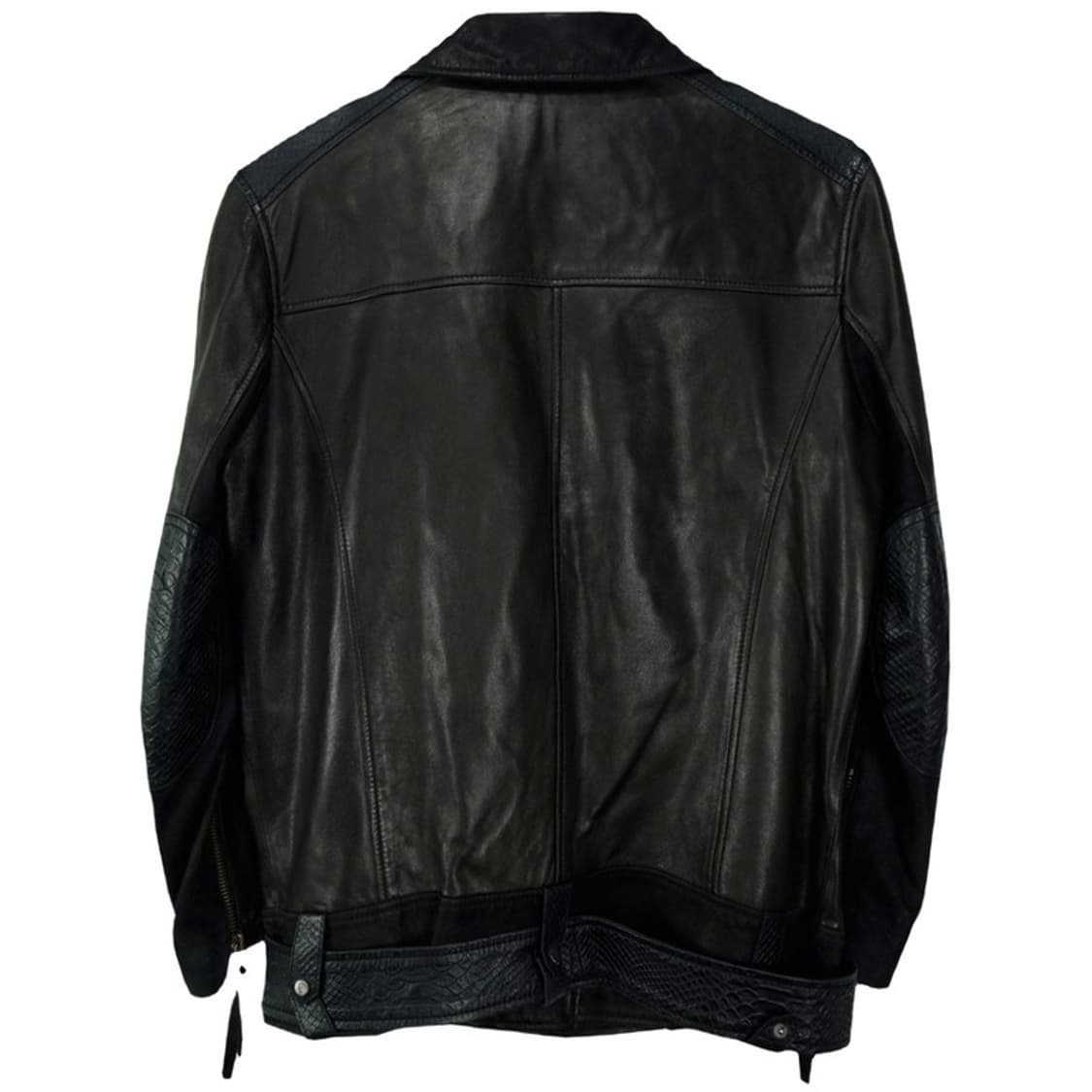 [빈티지] 리얼 쉽스킨 양가죽 사선 레더 자켓 블랙 M19171 상품이미지3