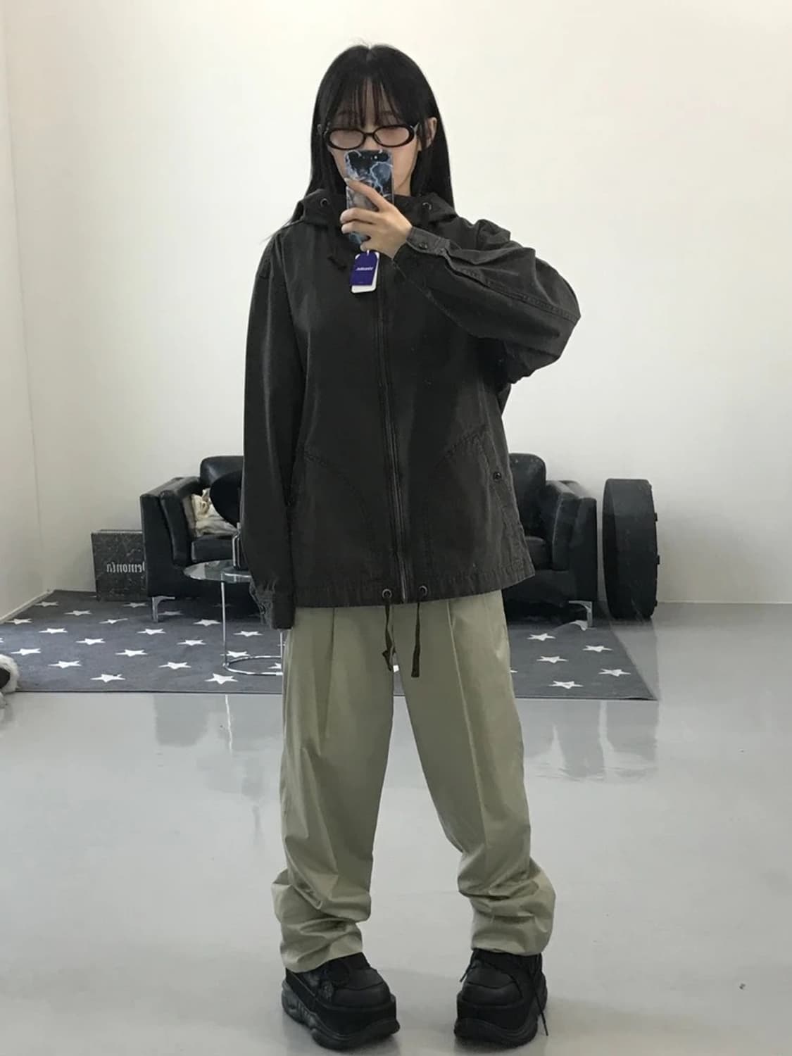 JPN 브라운 후드 자켓 상품이미지1