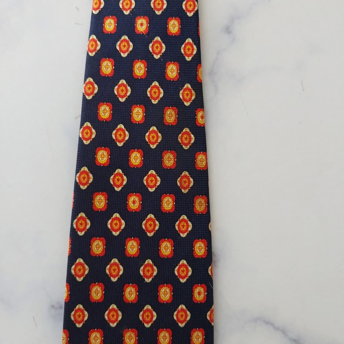 입생로랑 실크 네이비 플라워 모티브 넥타이 9.4cm A등급 K2583 상품이미지7