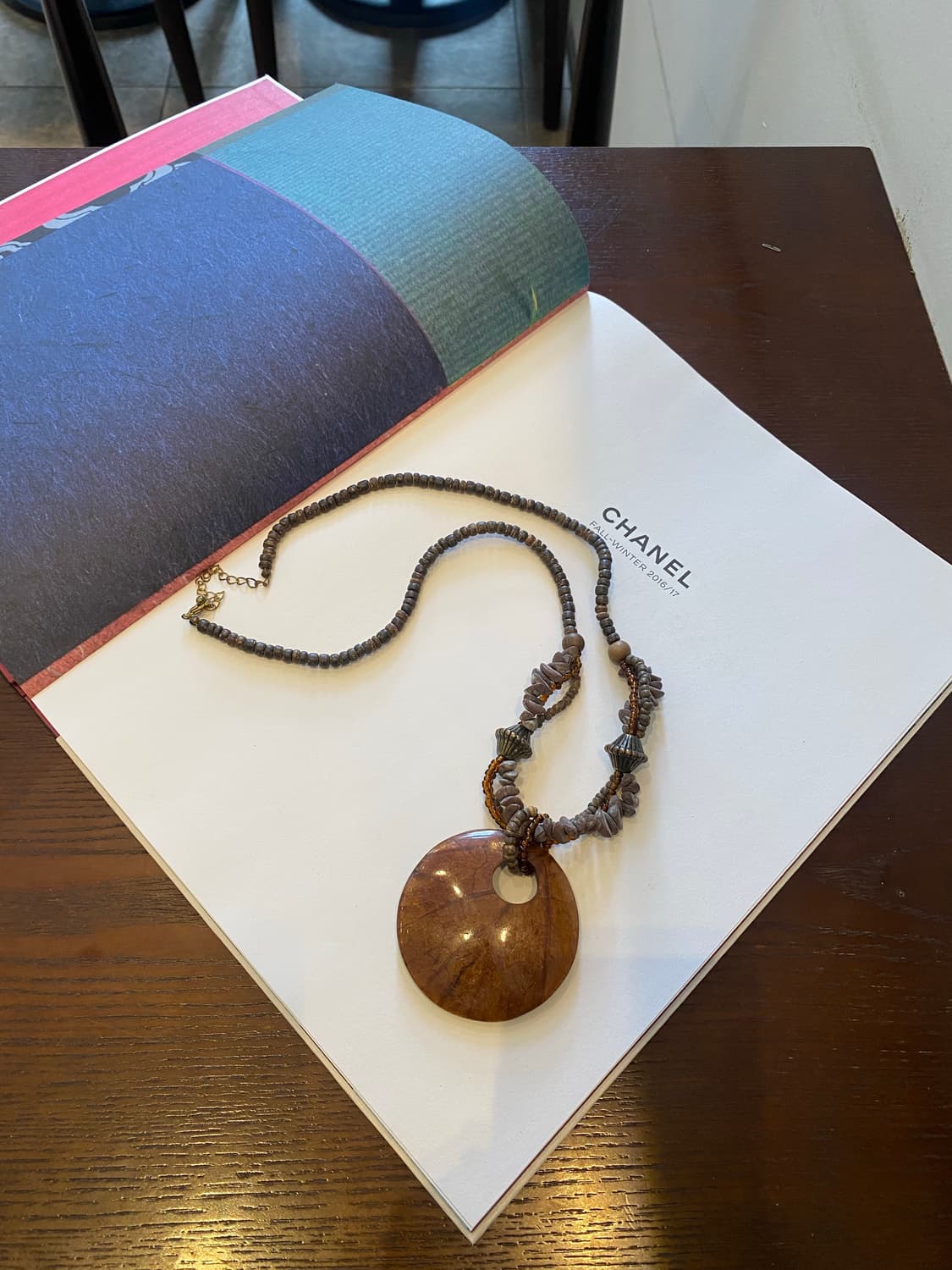 보헤미안무드 우드 원형 목걸이 빈티지 상품이미지1