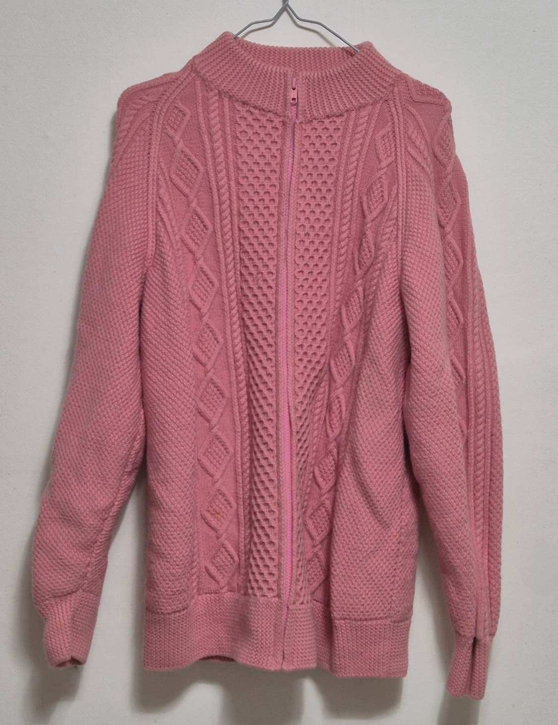 한림수직 분홍색 니트 집업 상품이미지1