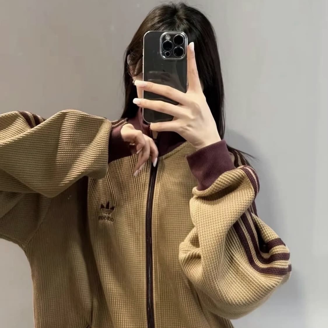 아디다스 파이어버드 브라운 버건디 데저트 니트 져지 집업 트랙탑 상품이미지1