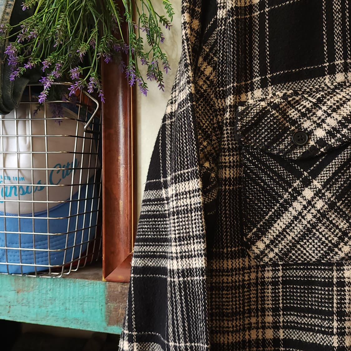 90s 아메리칸 빈티지 체크셔츠 헤비 플란넬 워크셔츠 블랙앤화이트 xl 상품이미지5