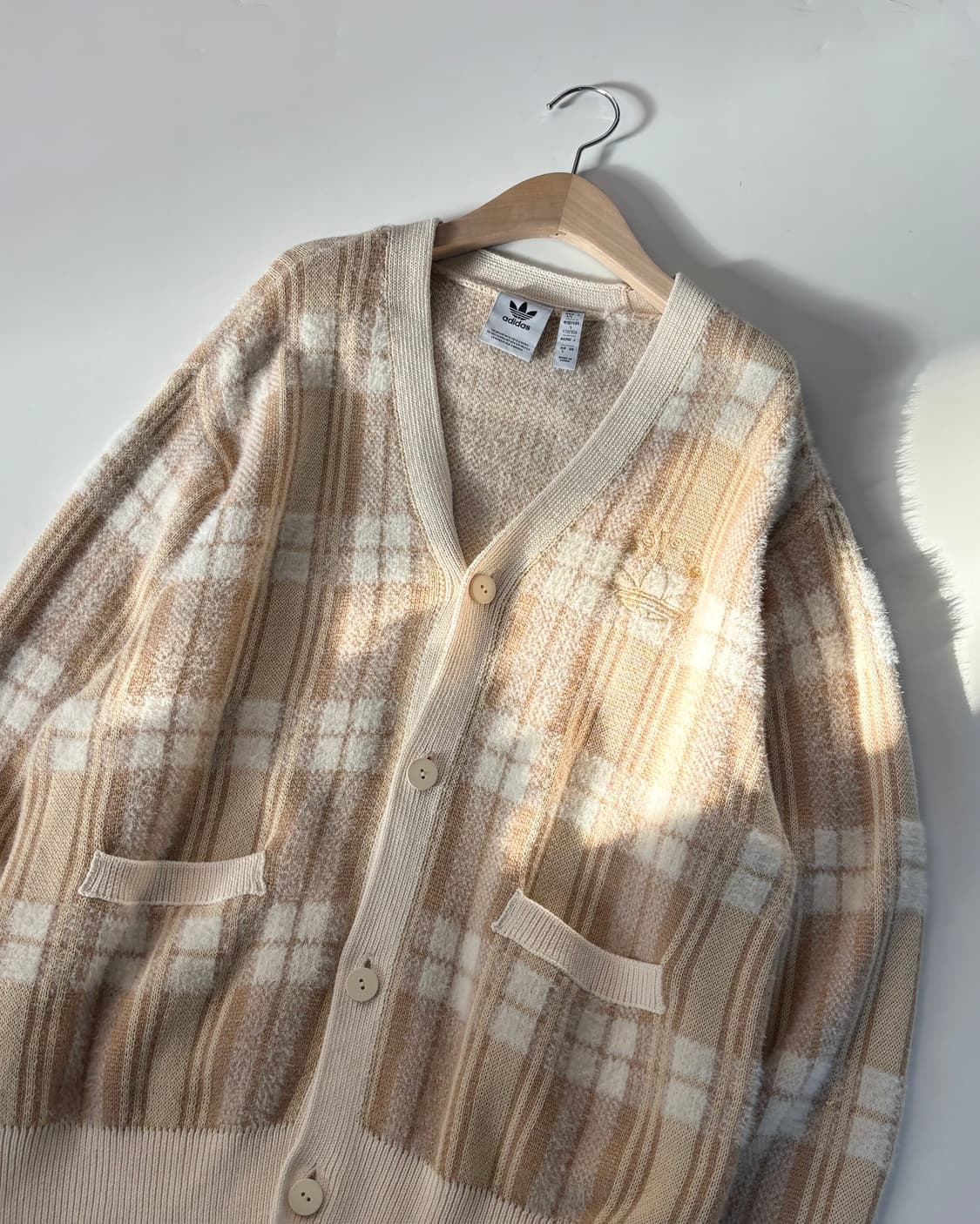 Adidas 아디다스 베이지 체크 브이넥 가디건 상품이미지3