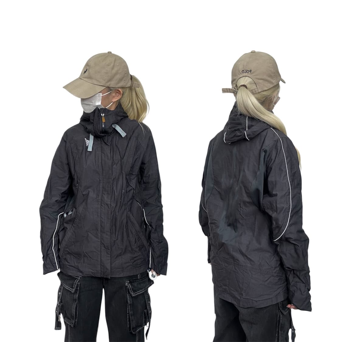 00s 아디다스 차콜 후드 바람막이 오버핏 올드스쿨 트랙 자켓 95 상품이미지1