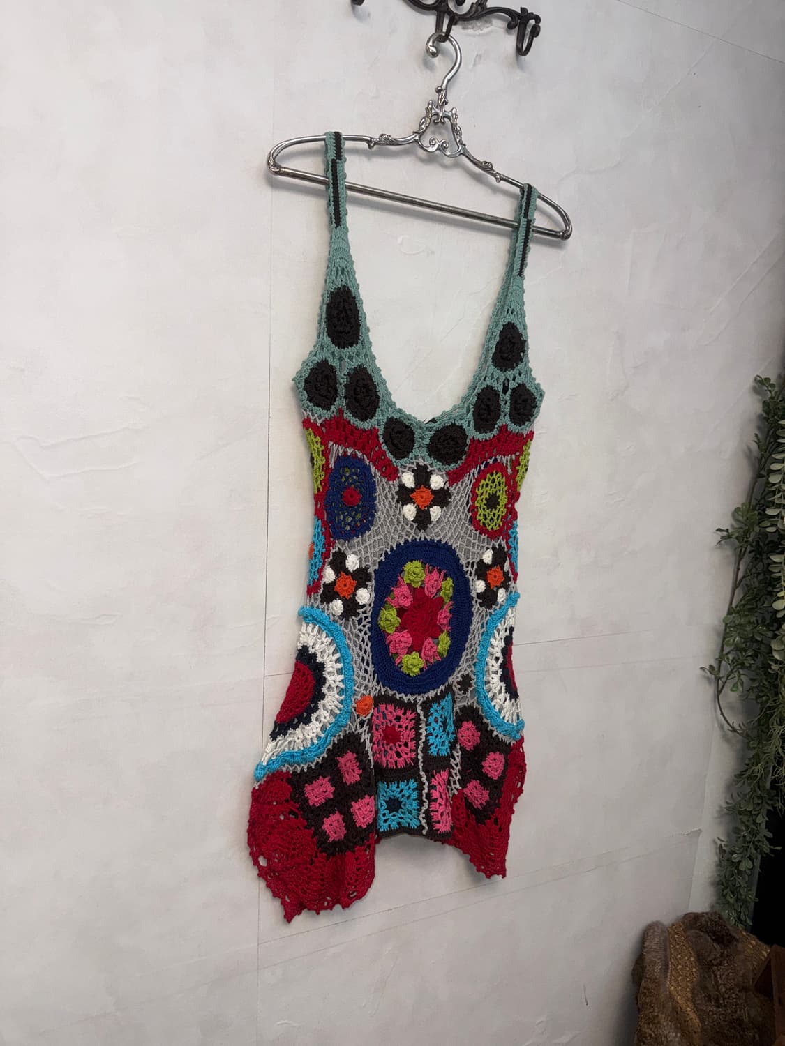 Mint red bohemian flower crochet ops 상품이미지3