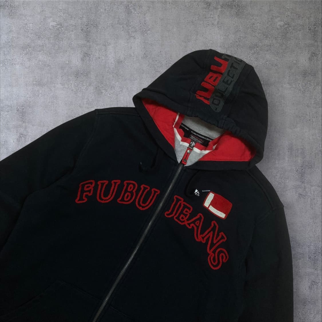 후부 스펠아웃 로고 블랙 후드 집업 상품이미지2