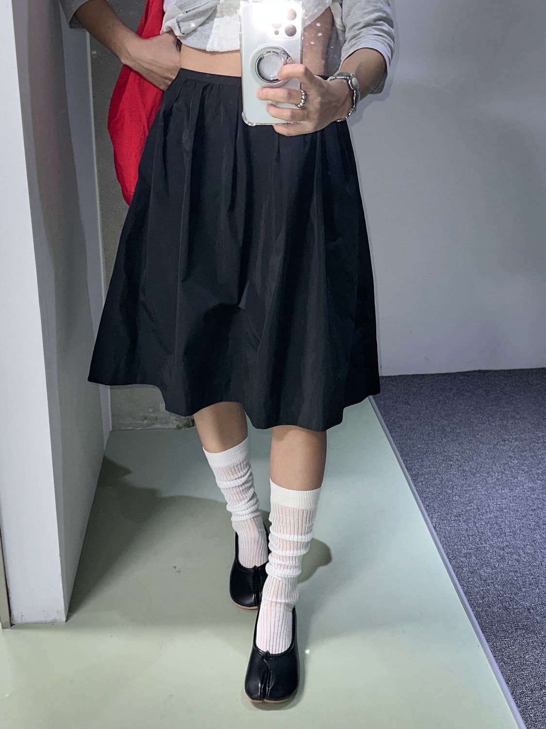 black volume midi skirt 상품이미지3