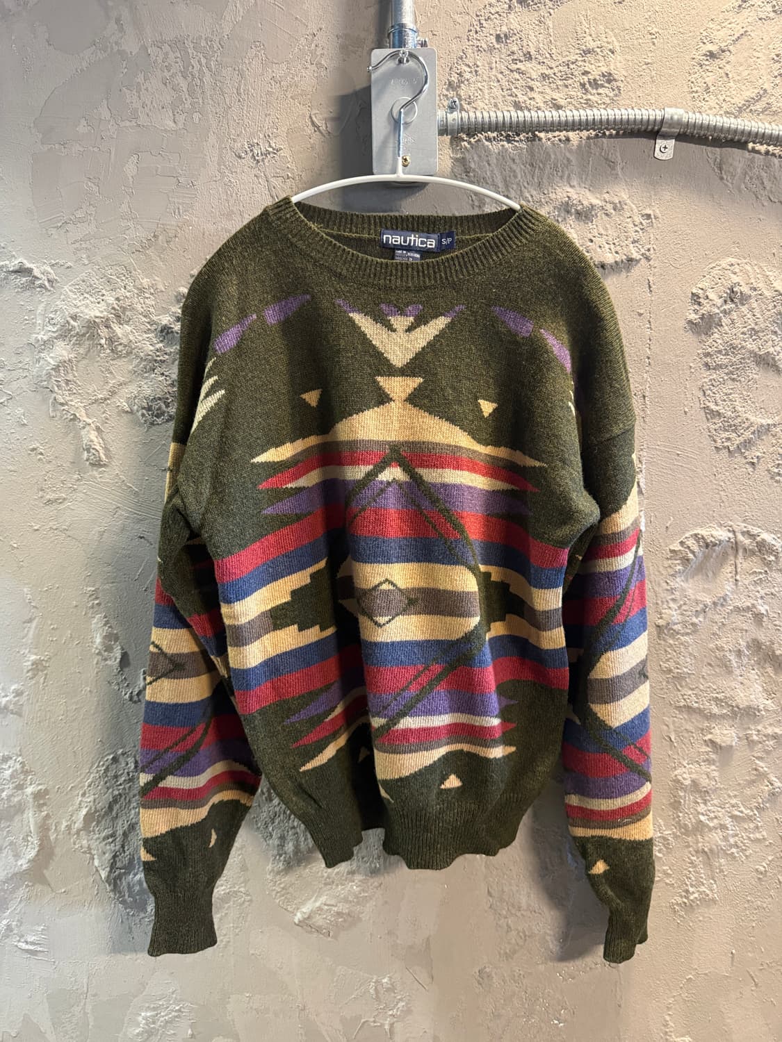 노티카 NAUTICA 빈티지 에스닉 패턴 니트 올리브 S/P 상품이미지1