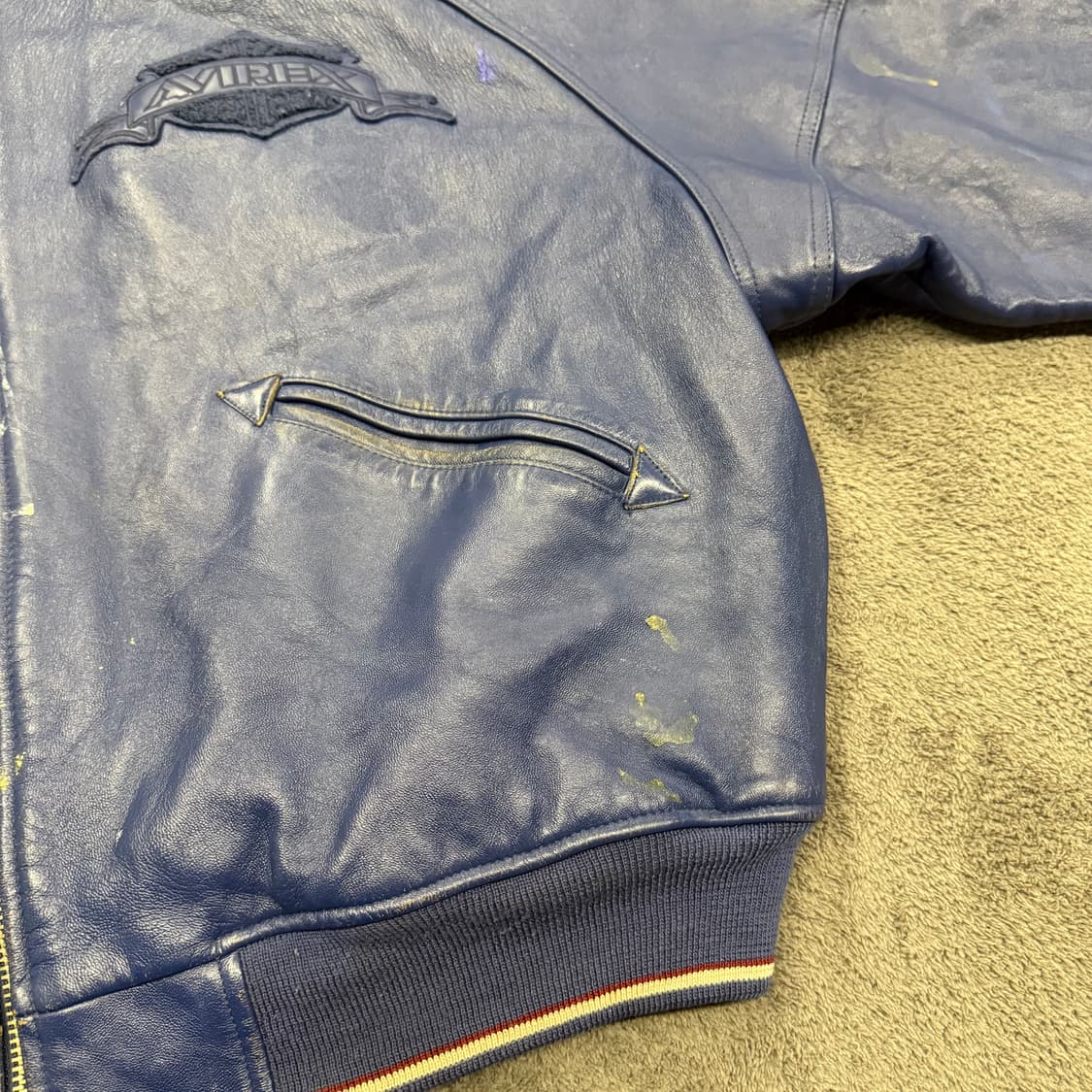 [ 정품/3XL ] 90s 아비렉스 USA 빈티지 레더 바시티 자켓 상품이미지6