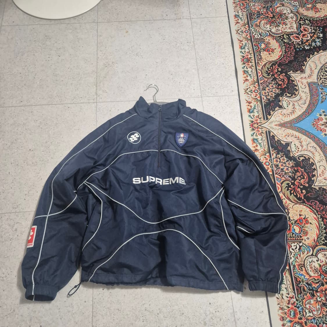 슈프림 리플렉티브 파이핑 풀오버 네이비 24Fw XL 상품이미지1