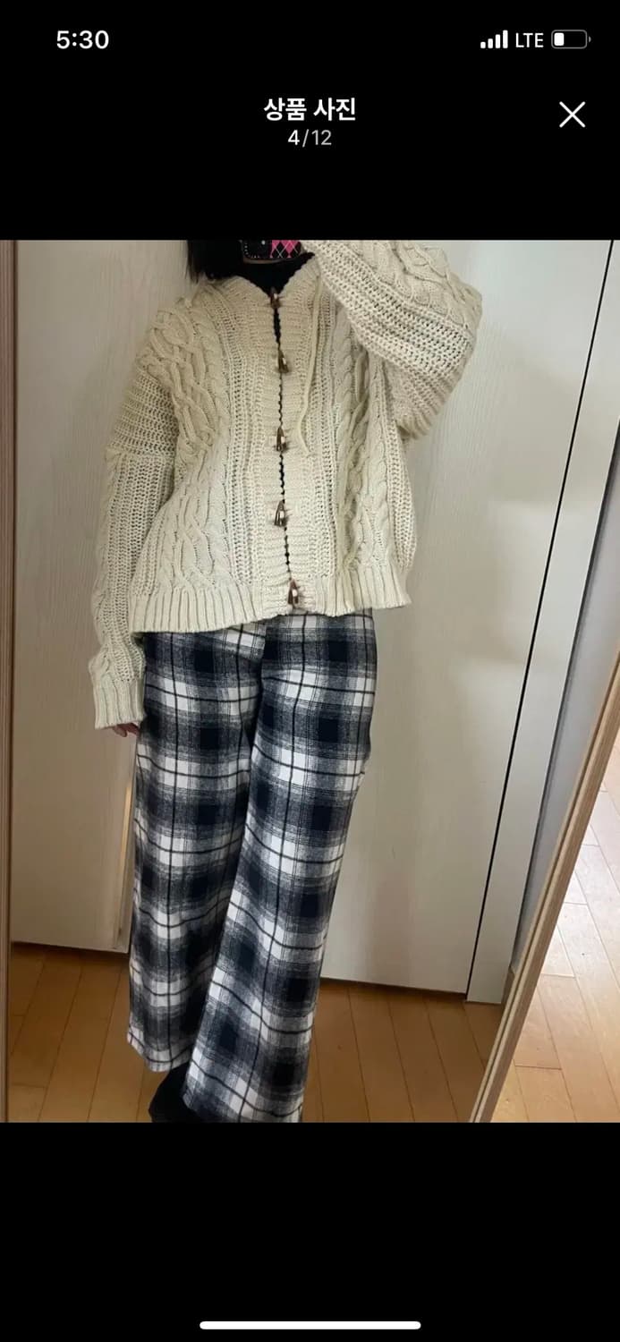 러브미모어 아이보리 꽈배기 니트 후드 가디건 더플 떡볶이 단추 빈티지 상품이미지4