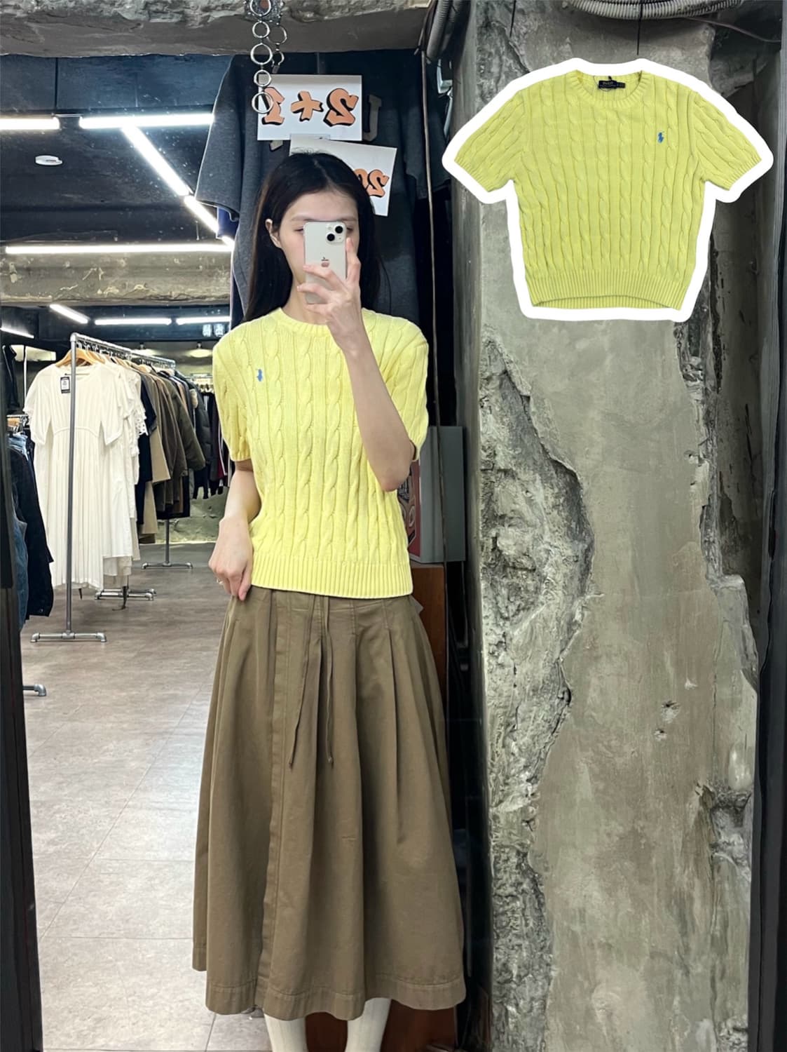 폴로 랄프로렌 반팔 꽈배기 니트 옐로우 S #csz4148 상품이미지1