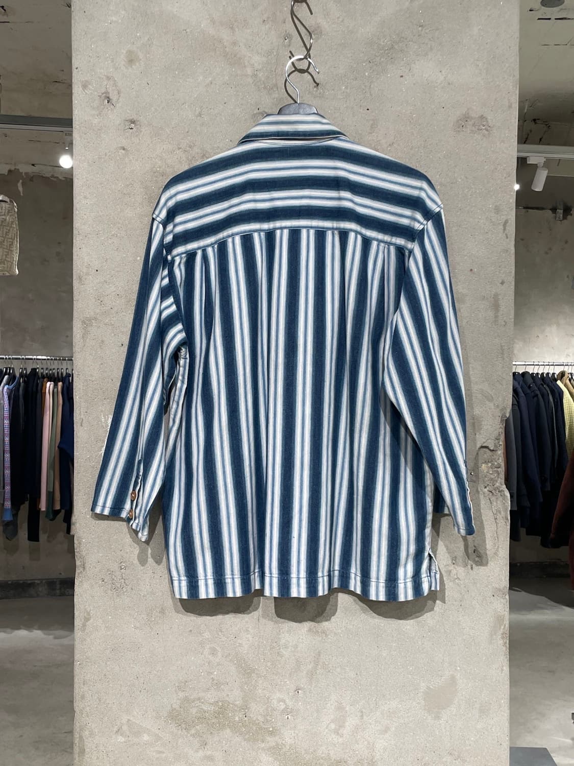 재패니즈 빈티지 블루 스트라이프 트윈 포켓 셔츠 상품이미지6