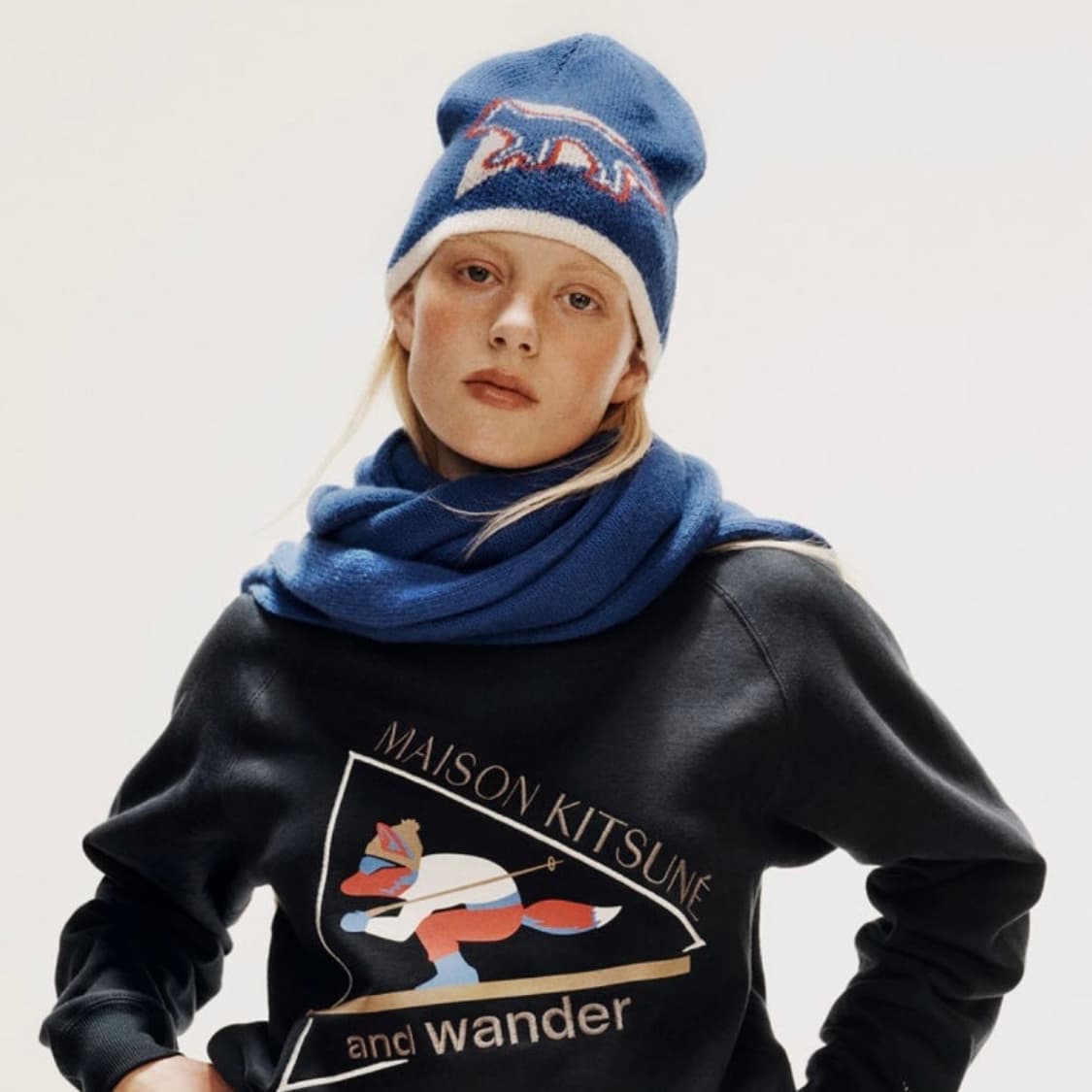 메종 키츠네 X 앤드 원더 니트 캡 상품이미지1
