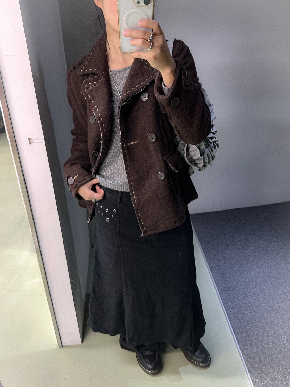 black ring stud skirt 상품이미지3