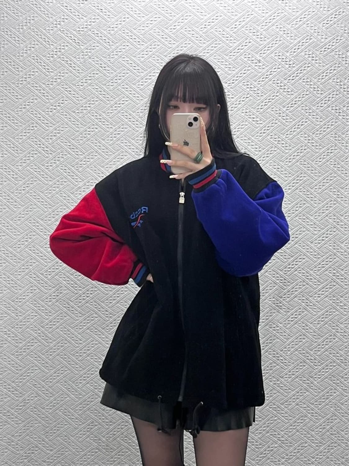 리복 90's 벡터 로고 트라이컬러 바시티 자켓 110 C10020 상품이미지2