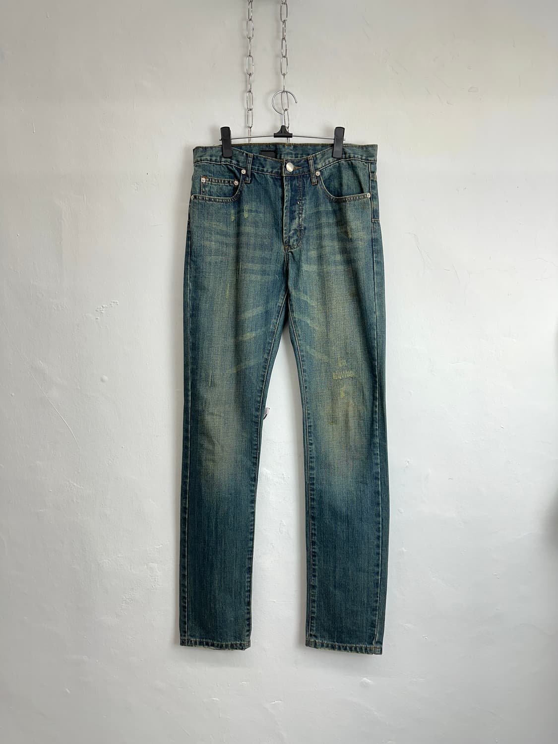 Indigo Wash Distressed Straight Denim 상품이미지5