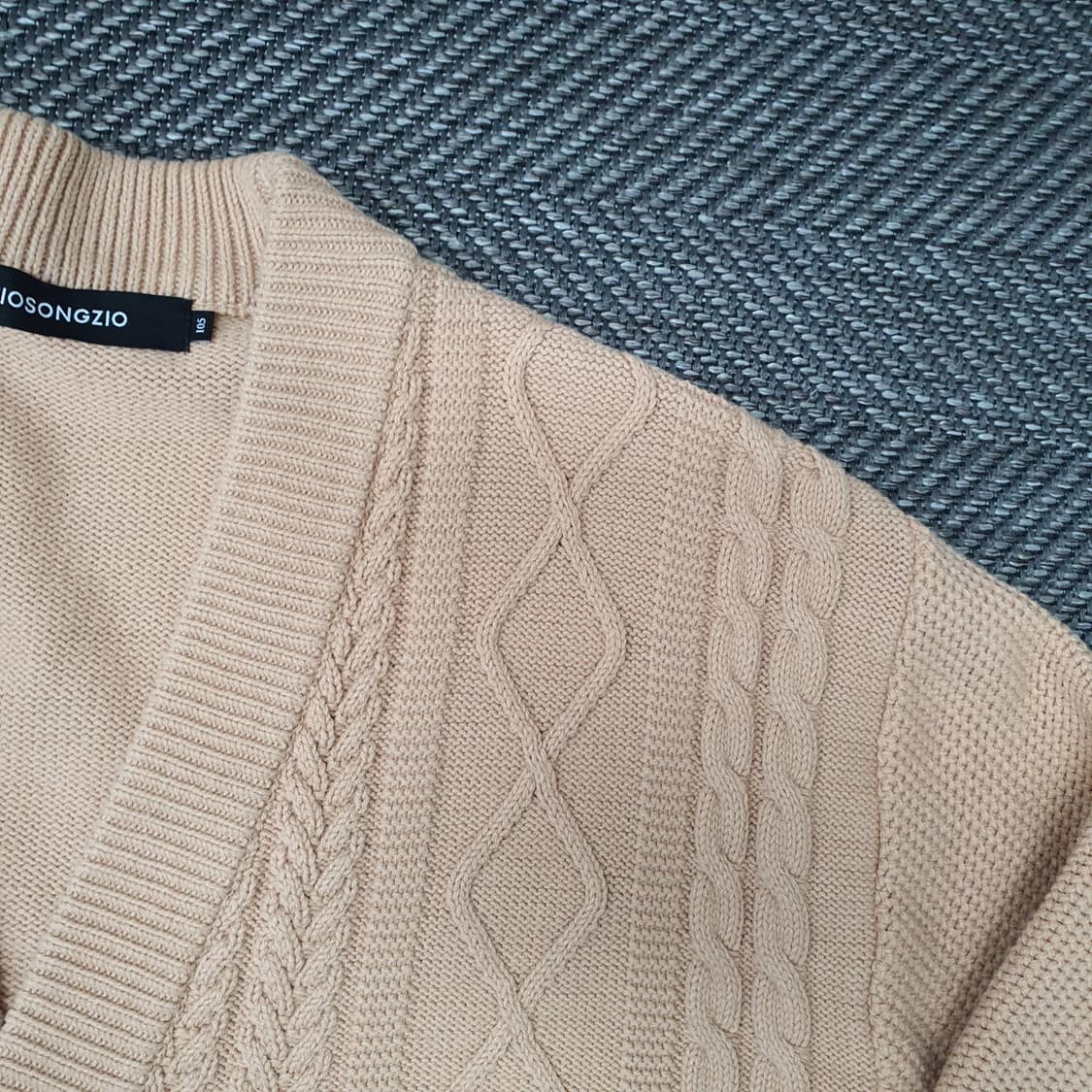 지오송지오 케이블 블럭 가디건 남자110~115 상품이미지5