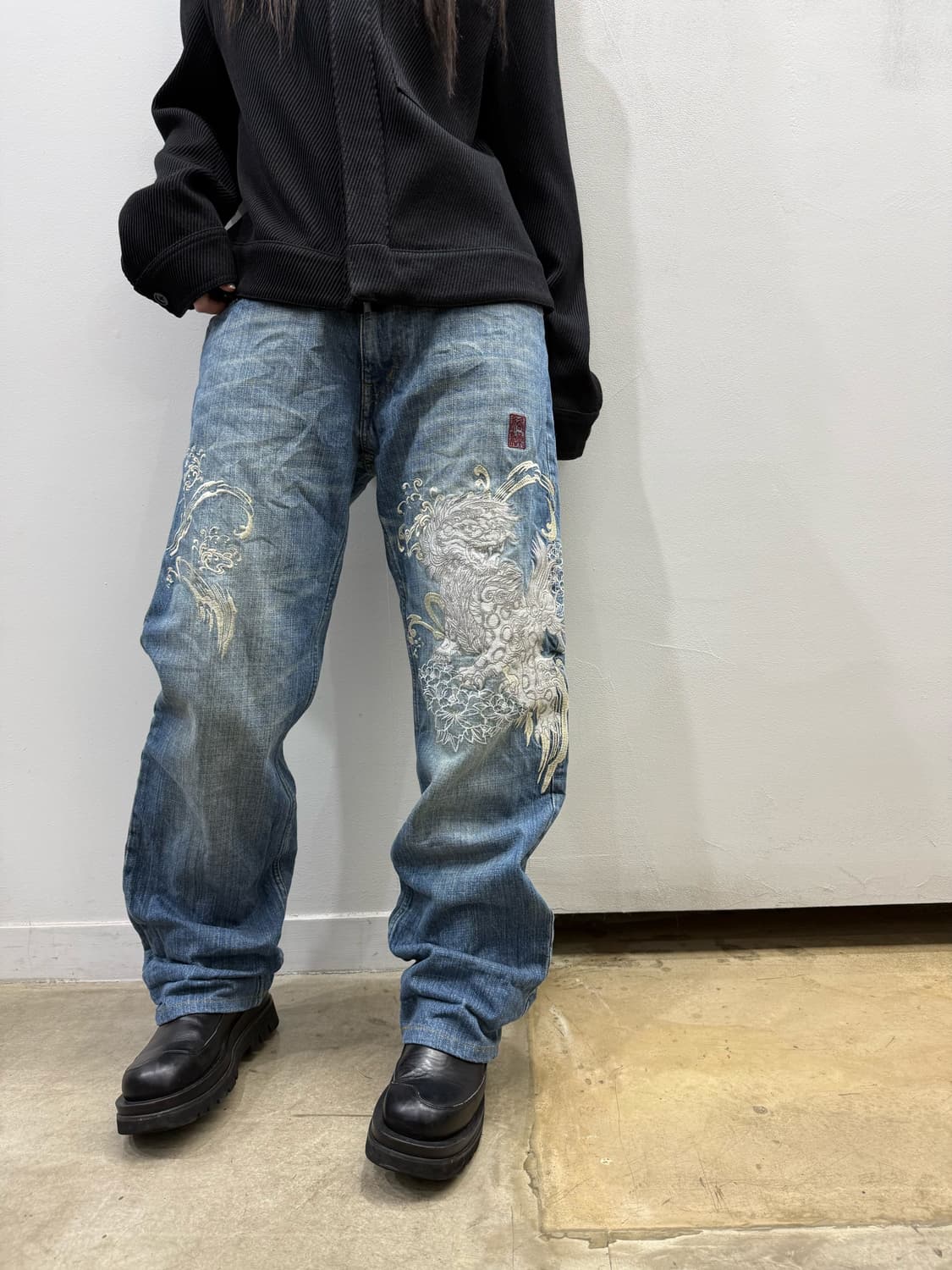 카라쿠리 타마시 오리엔탈 디테일 와이드 데님팬츠 상품이미지3