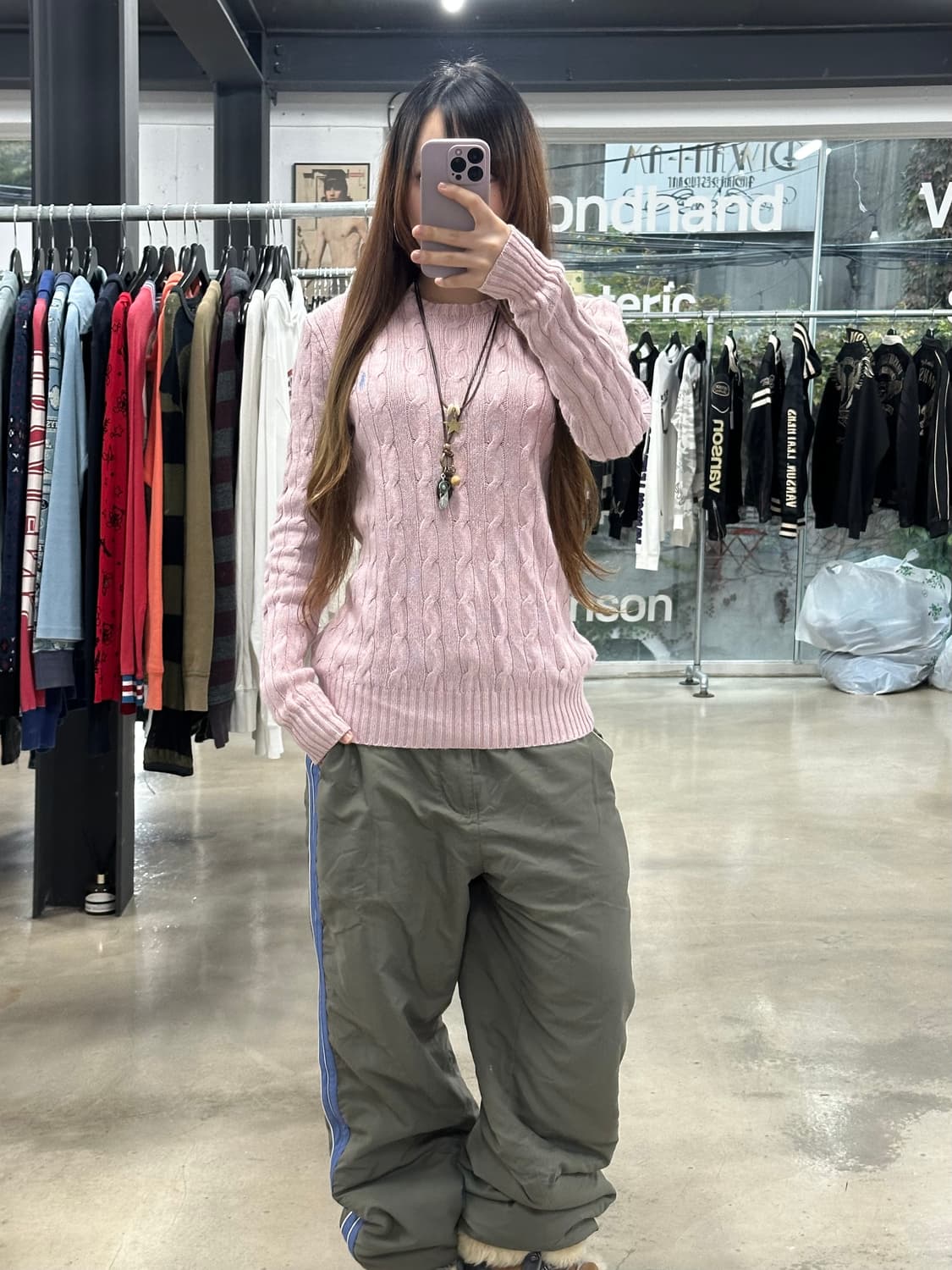 폴로랄프로렌 핑크워시드 꽈배기 니트 상품이미지2