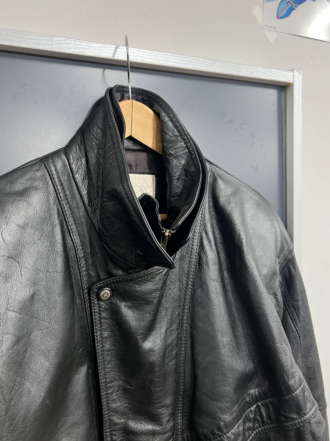 90s Vintage 빈티지 하이넥 봄버 소가죽 자켓 상품이미지2