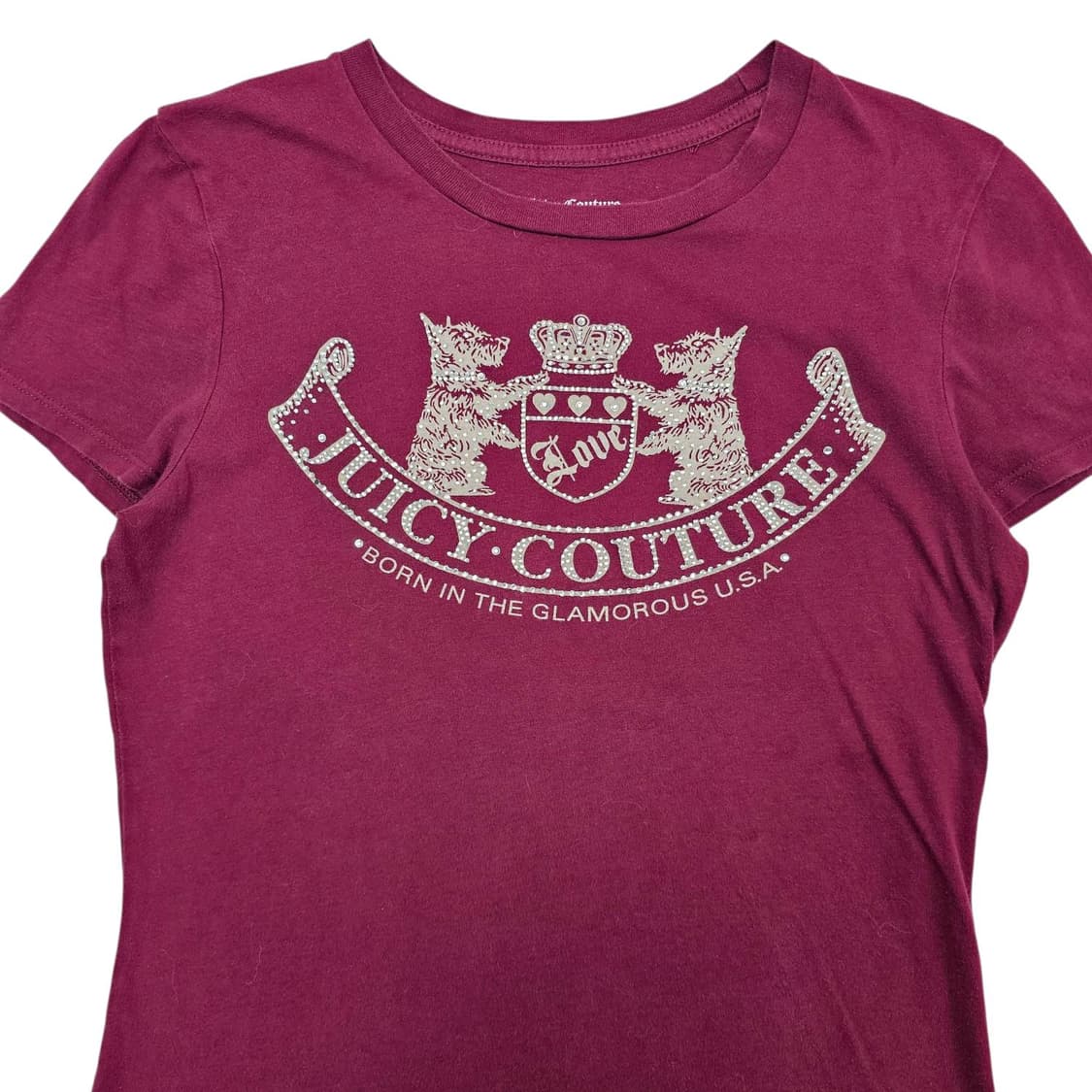 S Juicy Couture 00's 쥬시꾸뛰르 와인 반팔 티셔츠 상품이미지3